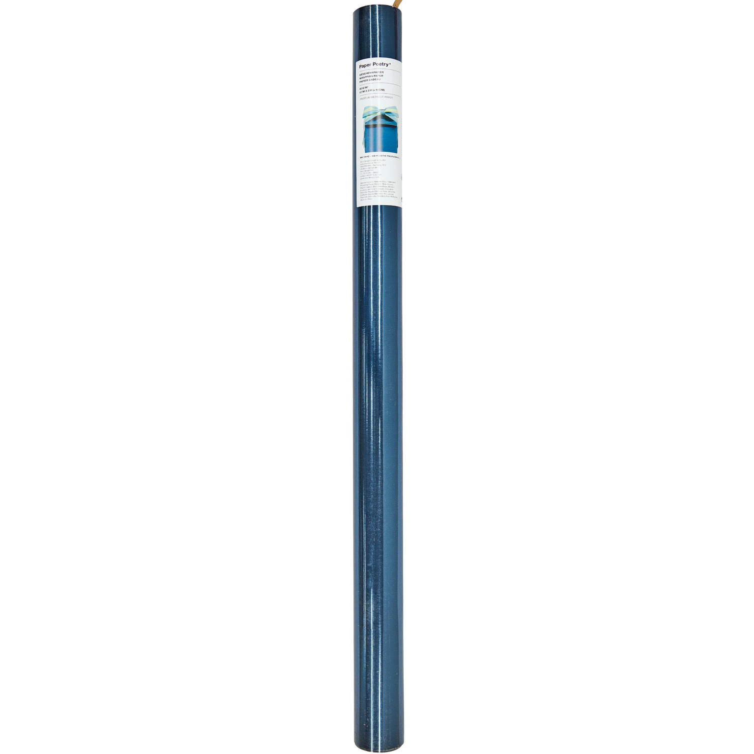 Geschenkpapier Metallic von Rico Design in glänzendem Blau, 70cm breit, 2m lang, 80g/m². Ideal für stilvolle Verpackungen.