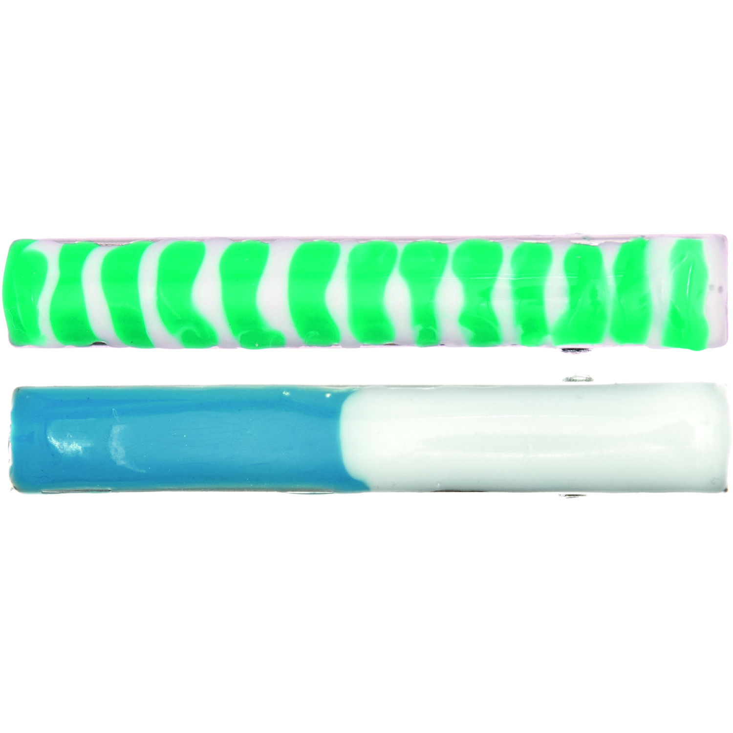 UV Resin: Zwei Stäbe mit smaragdgrünen und türkis-weißen Mustern, 10ml von Rico Design.