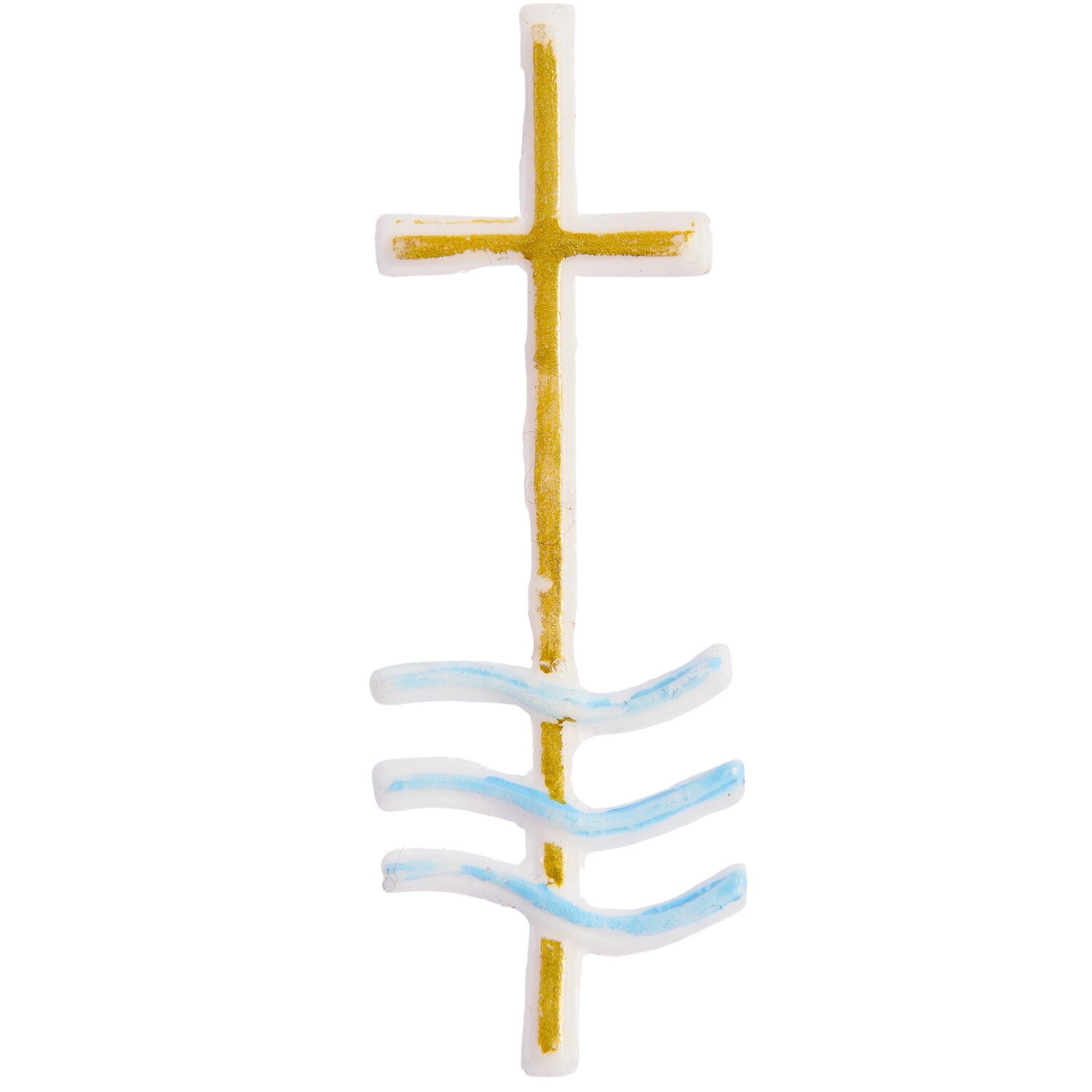 Wachsdekor Kreuz mit Wellen, gold 7,5x2,5cm von Rico Design