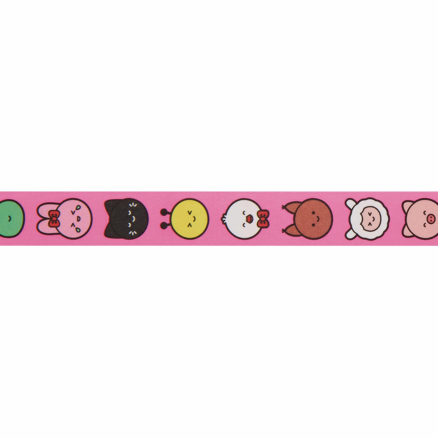 Paper Poetry Tape Chingu Tiere: Buntes Klebeband mit Tiermotiven auf rosa Hintergrund, 1,5cm x 10m. Ideal für kreative Bastelprojekte.
