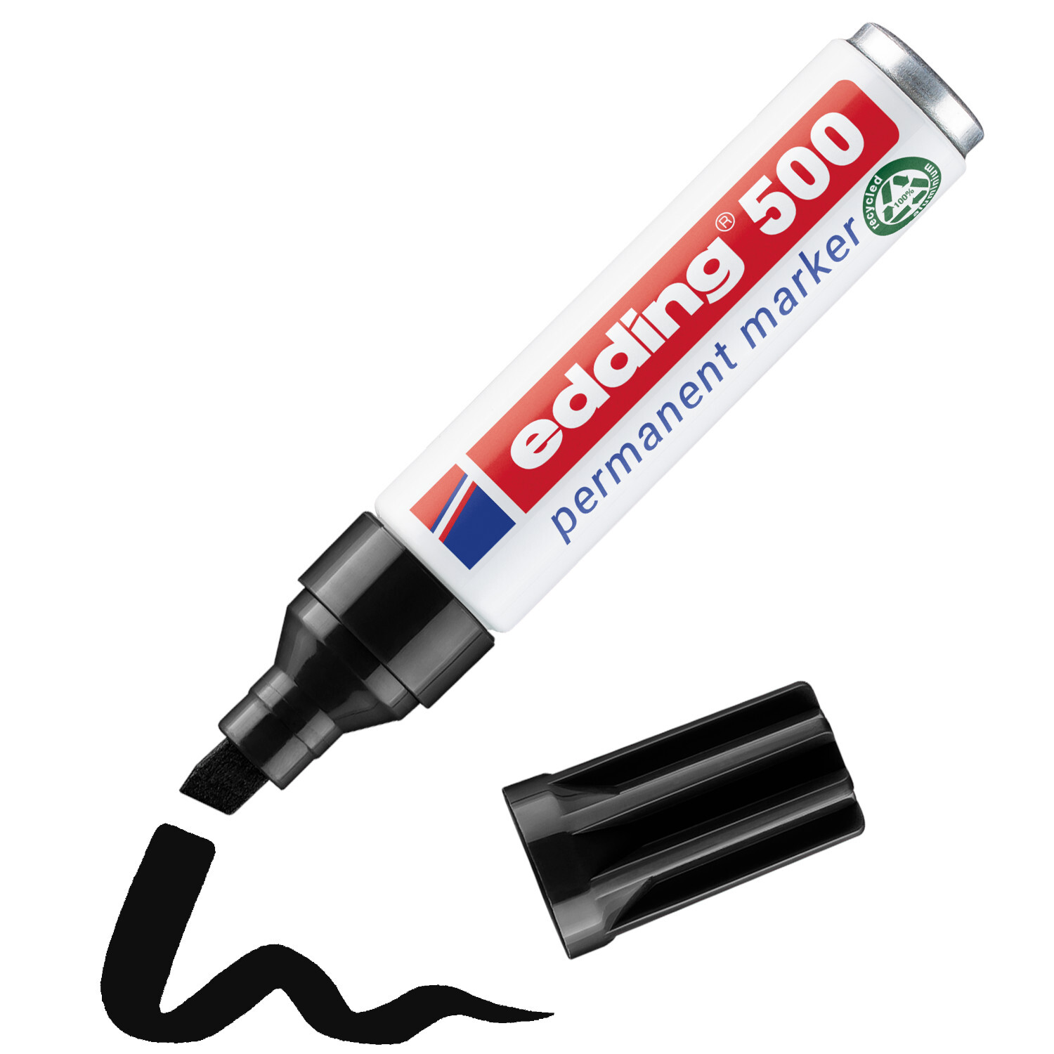 500 Permanentmarker schwarz 2-7mm von edding mit abnehmbarer Kappe, ideal für kräftige Linien.