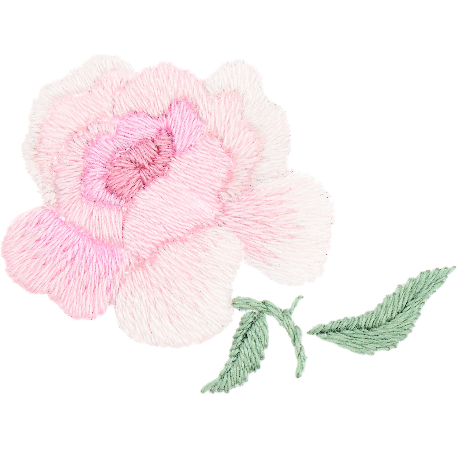 Stick and Stitch Rosen von Rico Design: Gestickte rosa Rose mit grünen Blättern, 15 Stück.