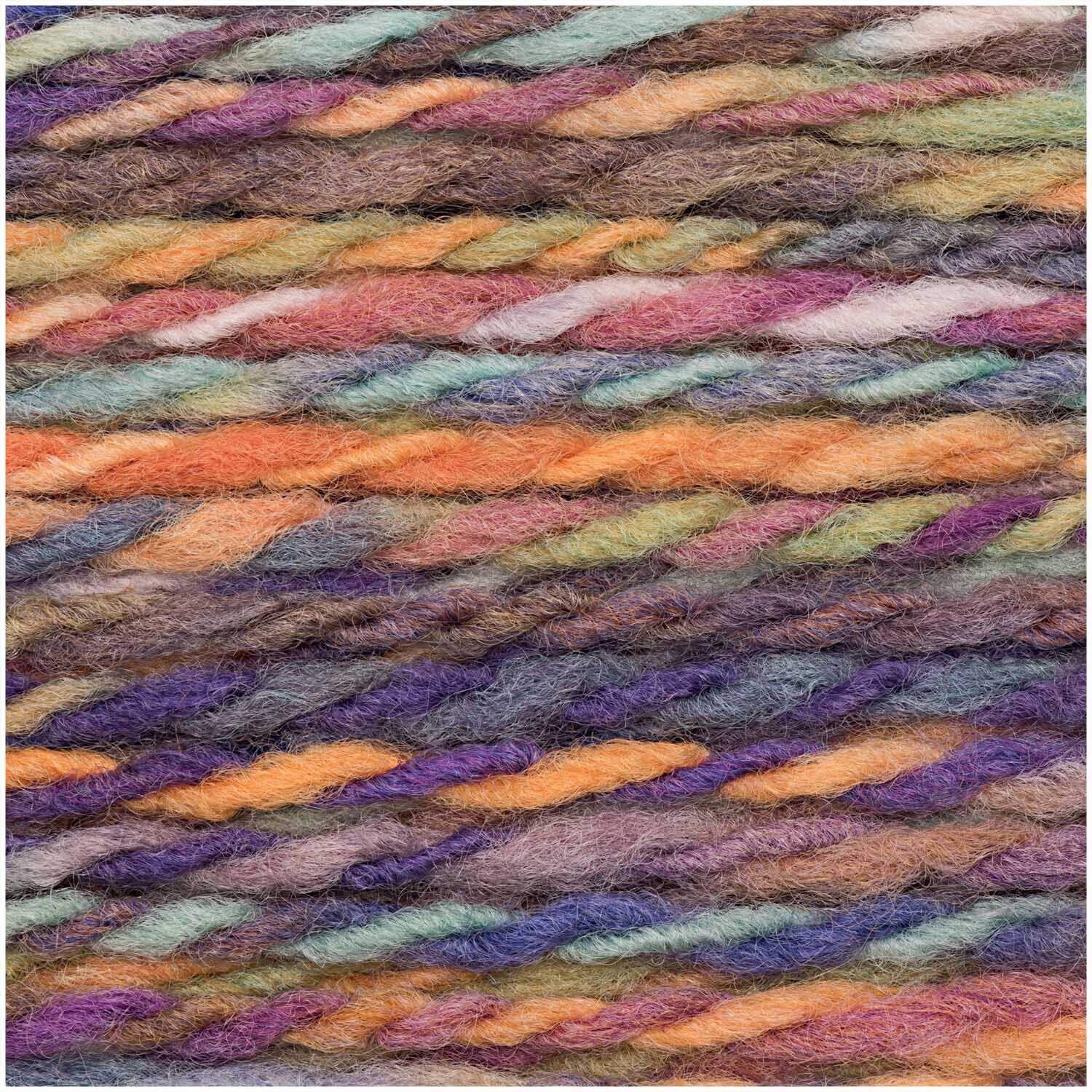 Fashion Colour Twist Chunky: Bunte Wolle in Lila-Gelb von Rico Design, 50g 85m, ideal für kreative Strickprojekte.