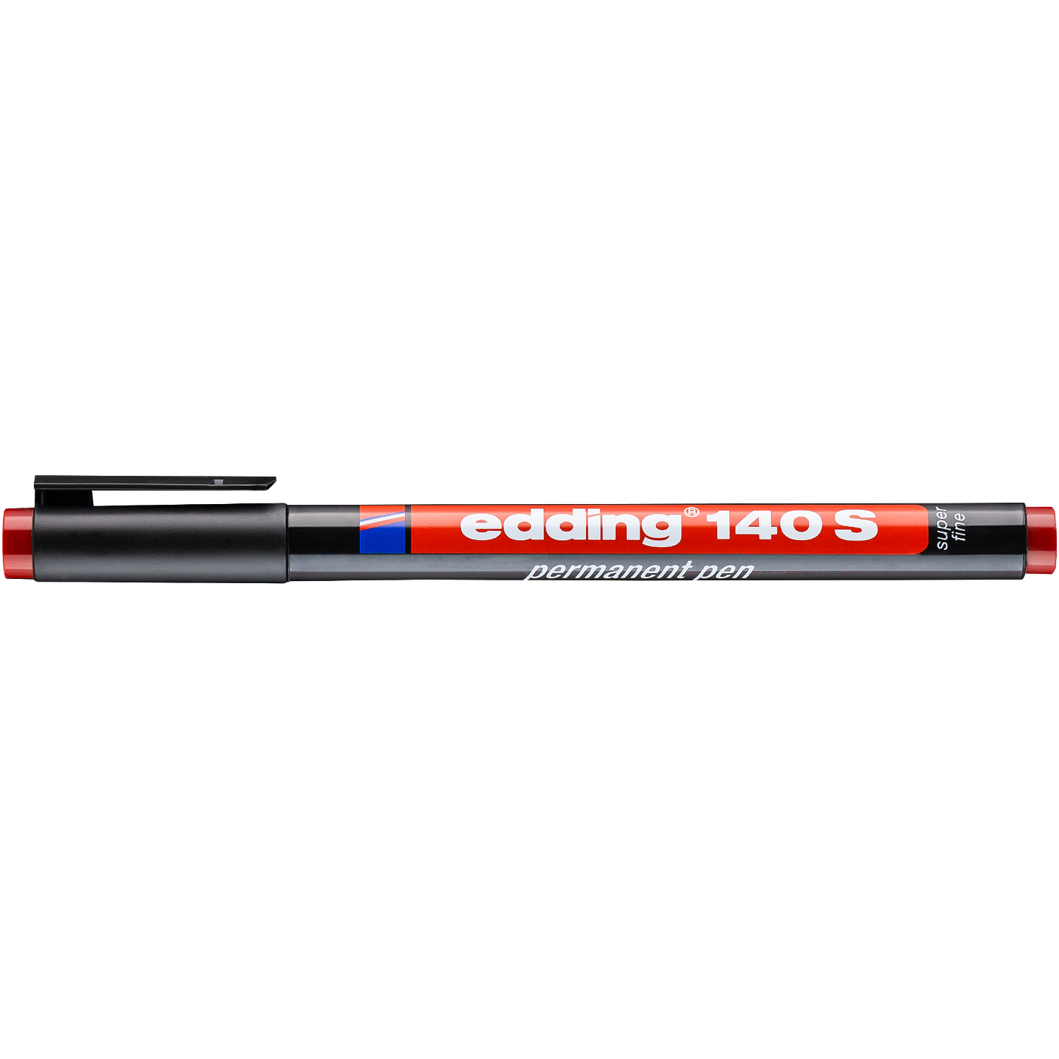 140 S OHP-Marker permanent rot von edding, ideal für dauerhafte Beschriftungen. Der Stift hat eine rote Kappe und einen schwarzen Schaft.