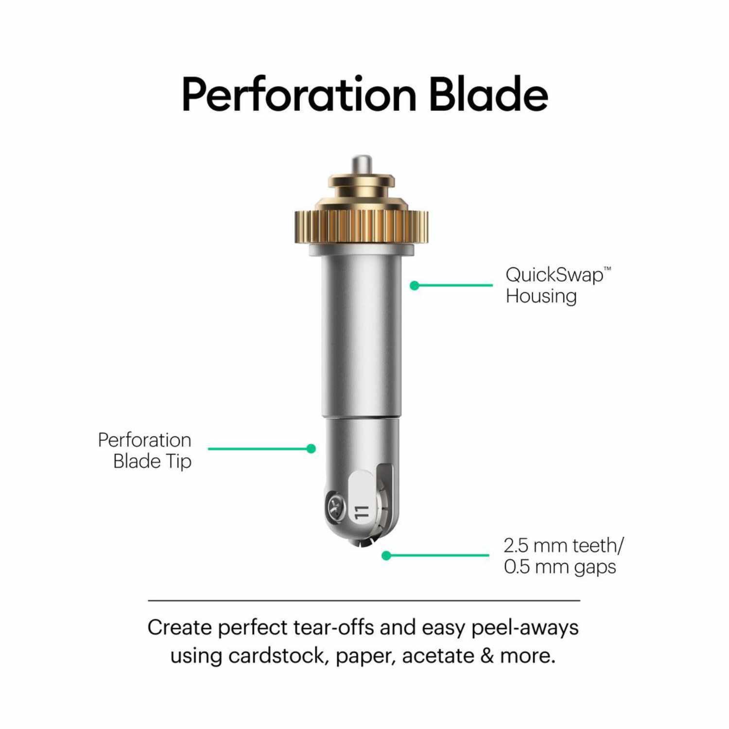 Maker Perforation Blade Tip 11 Perforationsklinge für präzise Schnitte, kompatibel mit QuickSwap™ Housing, ideal für Papier und Karton.