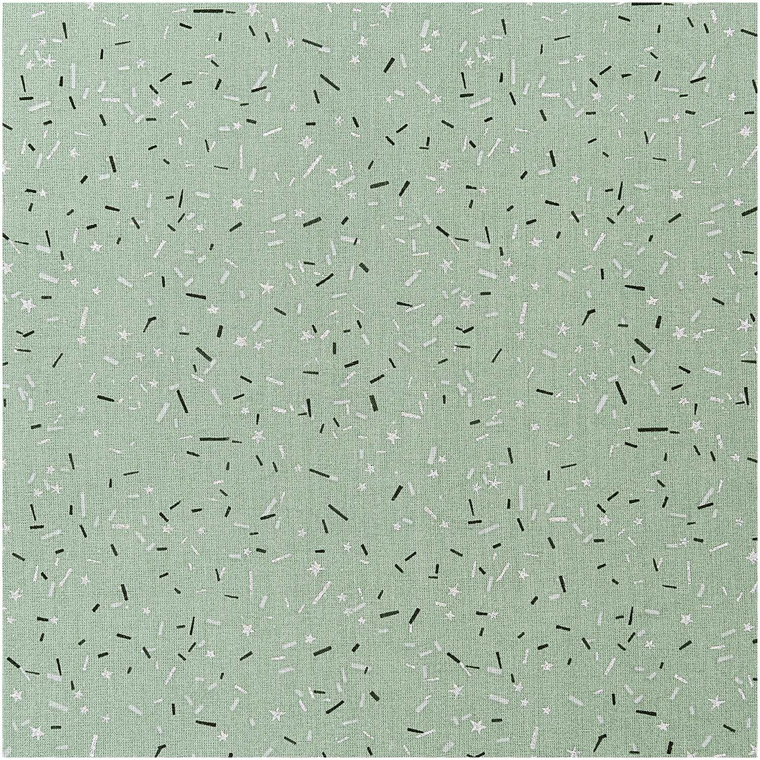 Druckstoff Nostalgic Christmas mit grün-metallic Streifen von Rico Design, 140cm breit, zeigt ein dezentes Muster aus feinen Linien und Punkten.