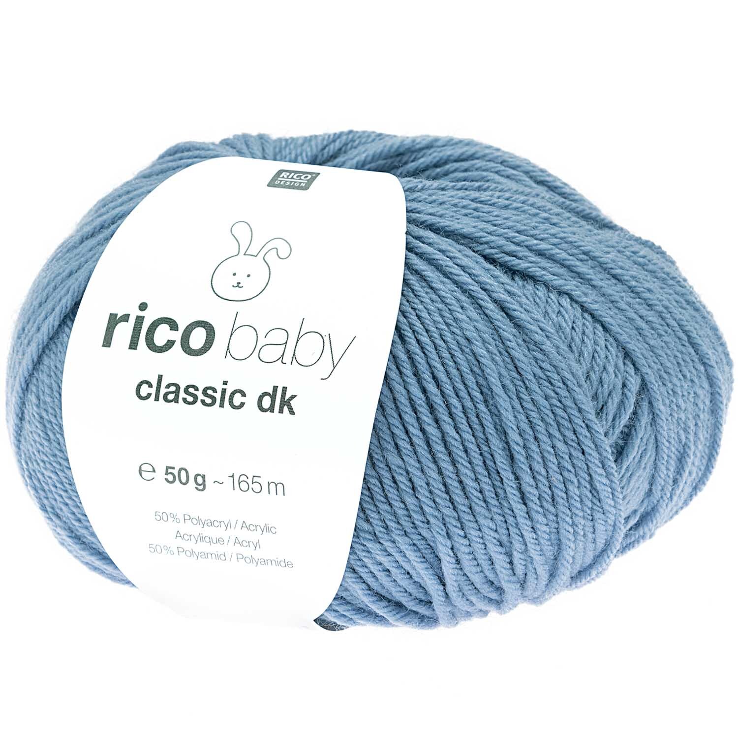 Rico Baby Classic dk, weiches Garnknäuel in Blau-Twist, ideal für Babybekleidung, 50g 165m.