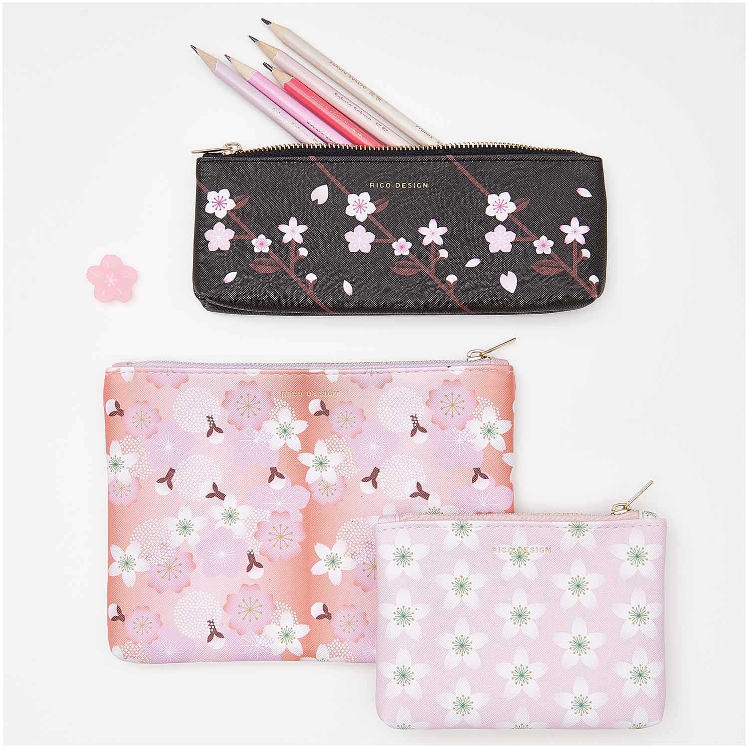 Etui Kirschblüten rosa 14x10cm von Rico Design