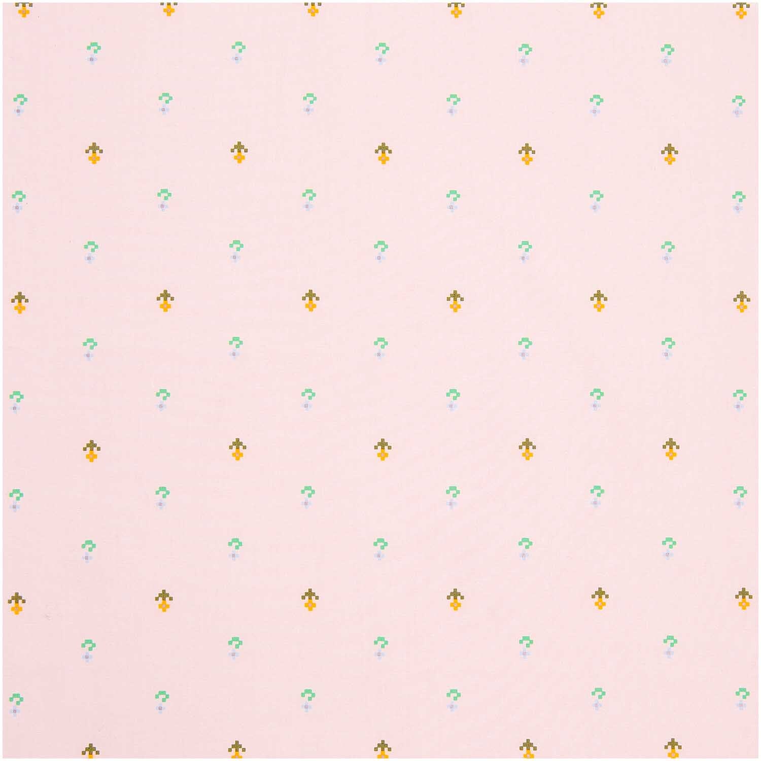 Stoffabschnitt Baumwoll-Popelin Pixel Blumen Rosa mit zartem Blumenmuster auf rosa Hintergrund, 50x140cm, von Rico Design.