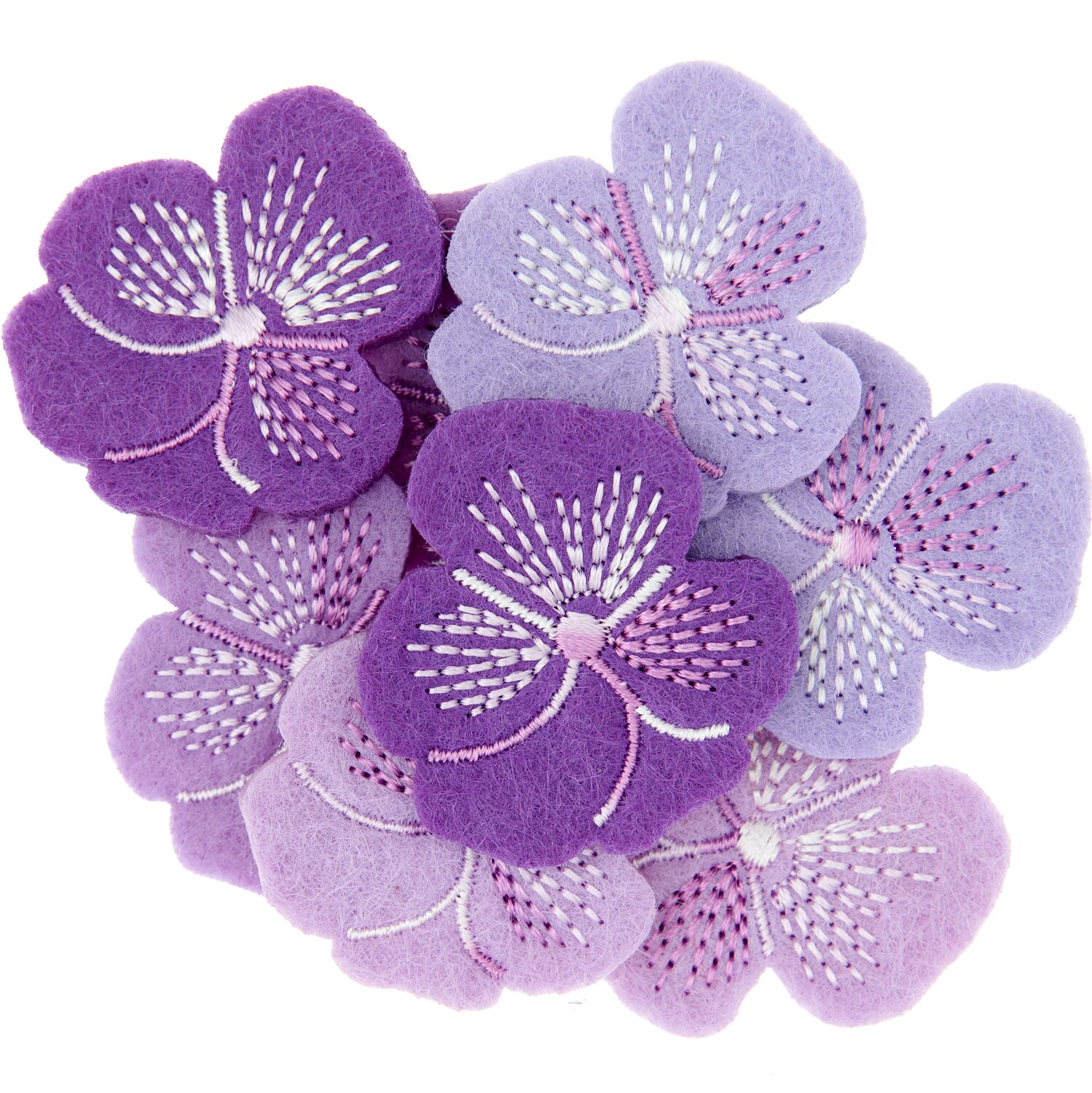 Filzstreu Stiefmütterchen bestickt Violett 8 Stück von Rico Design