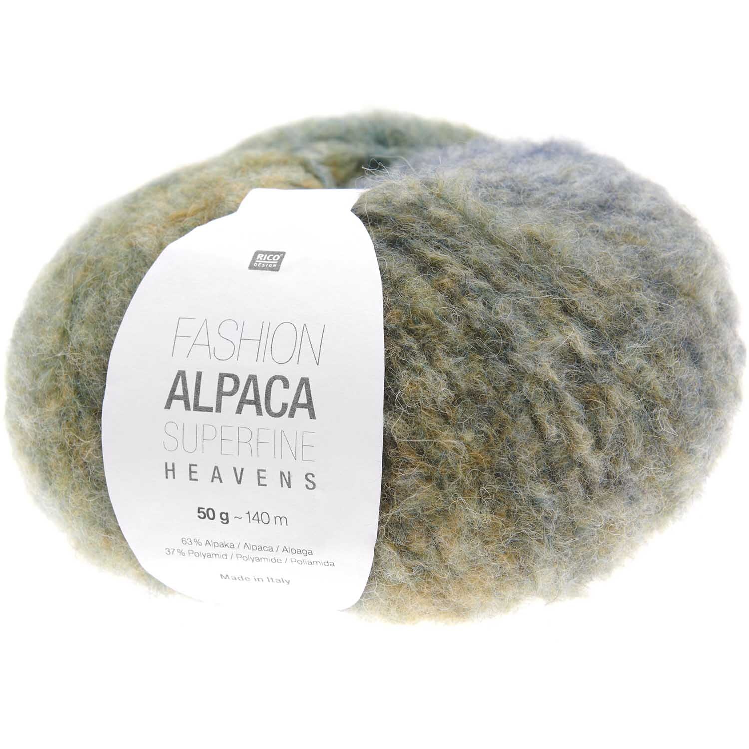 Fashion Alpaca Superfine Heavens Wolle in Aqua von Rico Design, 50g, 140m, ideal für Strickprojekte.