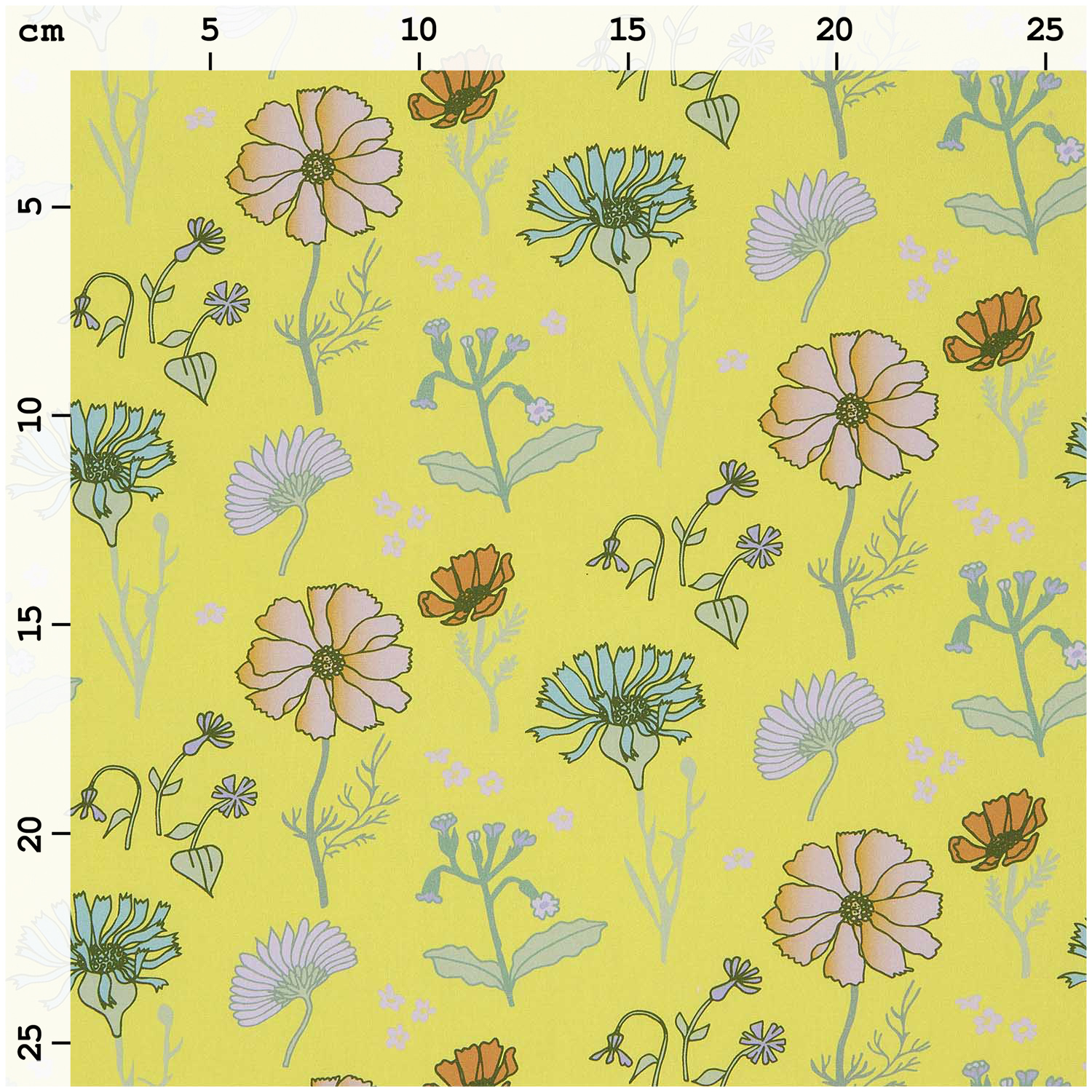 Meterware Baumwoll-Popelin Blumen Gelb 140cm von Rico Design