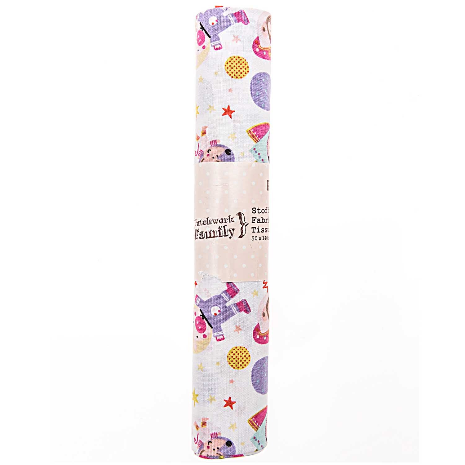 Tiere im Weltall Stoff rosa 50x140cm von Rico Design