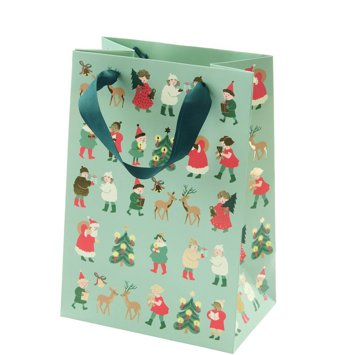 Geschenktüte Weihnachtsfiguren M mit festlichen Motiven, ideal für Geschenke, 18x26x12cm.