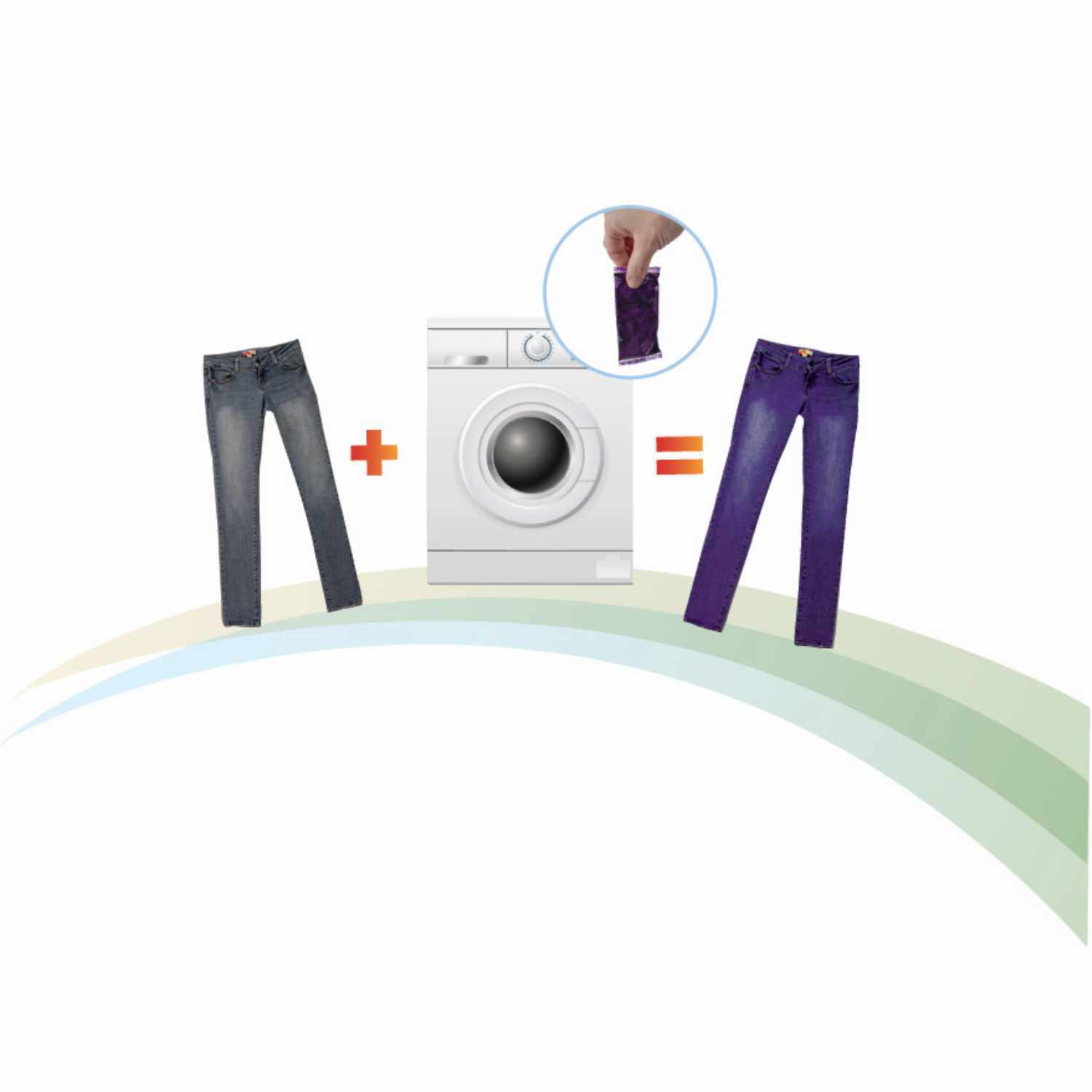 iDye Direct Textilfarbe: Verwandeln Sie graue Jeans in lila mit JACQUARD-Farbe in der Waschmaschine.