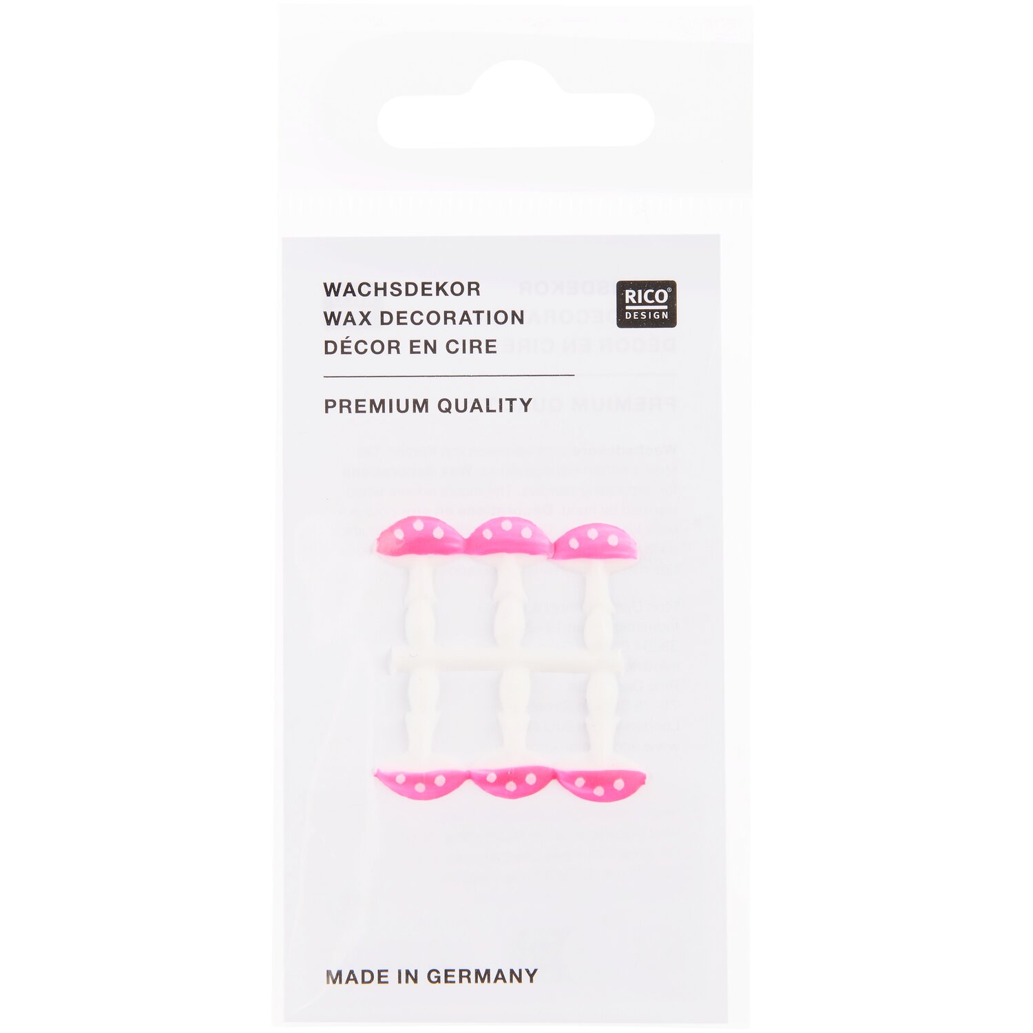 Wachsdekor kleine Pilze 1,5x1cm Farbe Neon Pink von Rico Design