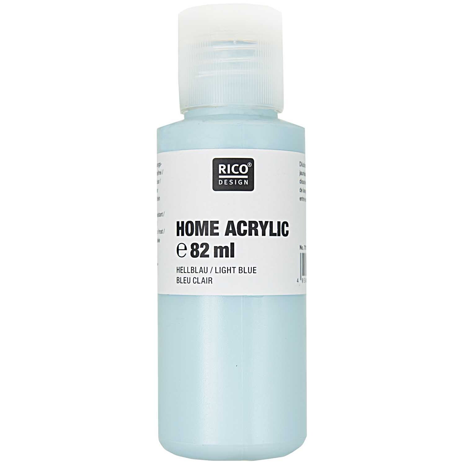 Home Acrylic: Hellblaue Acrylfarbe von Rico Design, 82ml Flasche, ideal für kreative Projekte.