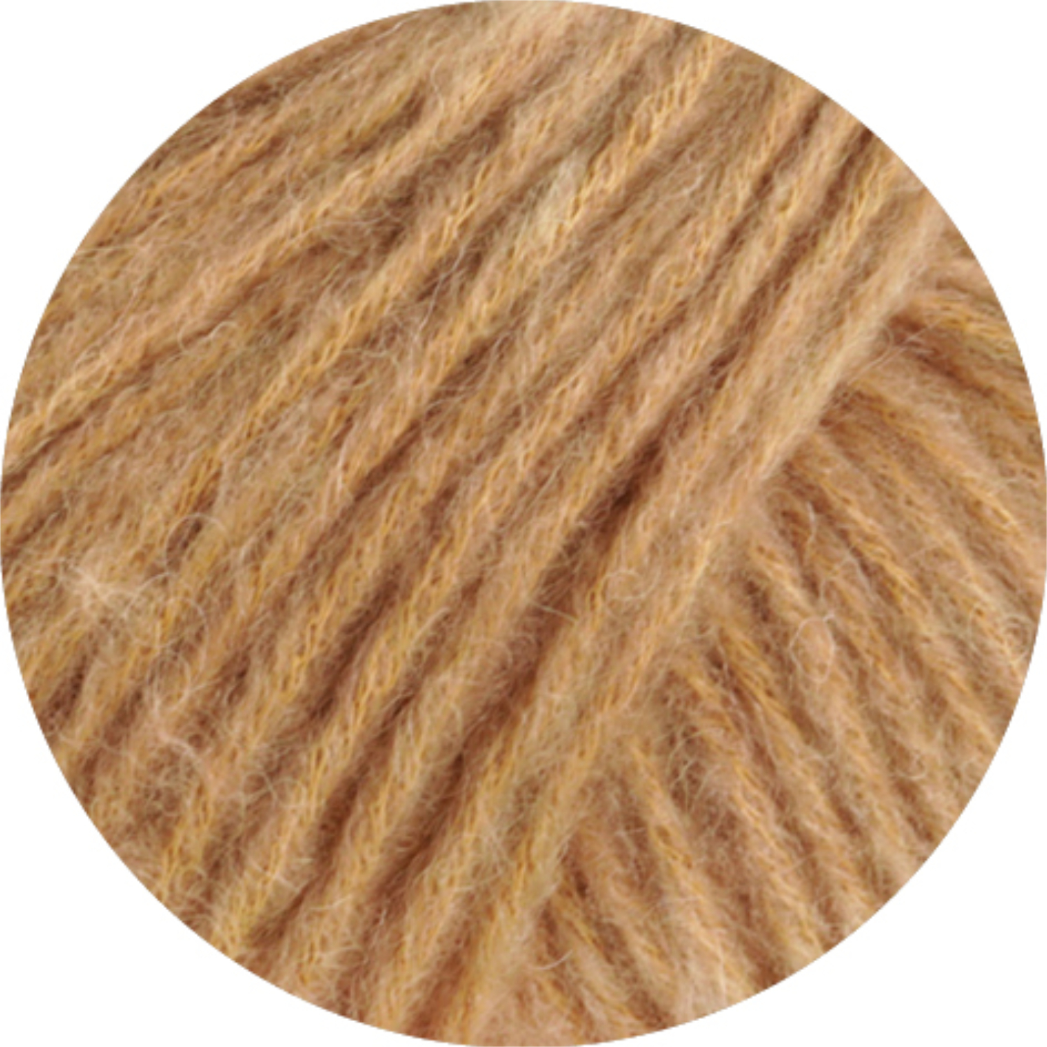 Ecopuno chunky: Nahaufnahme von weicher Wolle in Camel von Lana Grossa, 50g Knäuel mit 70m Länge.
