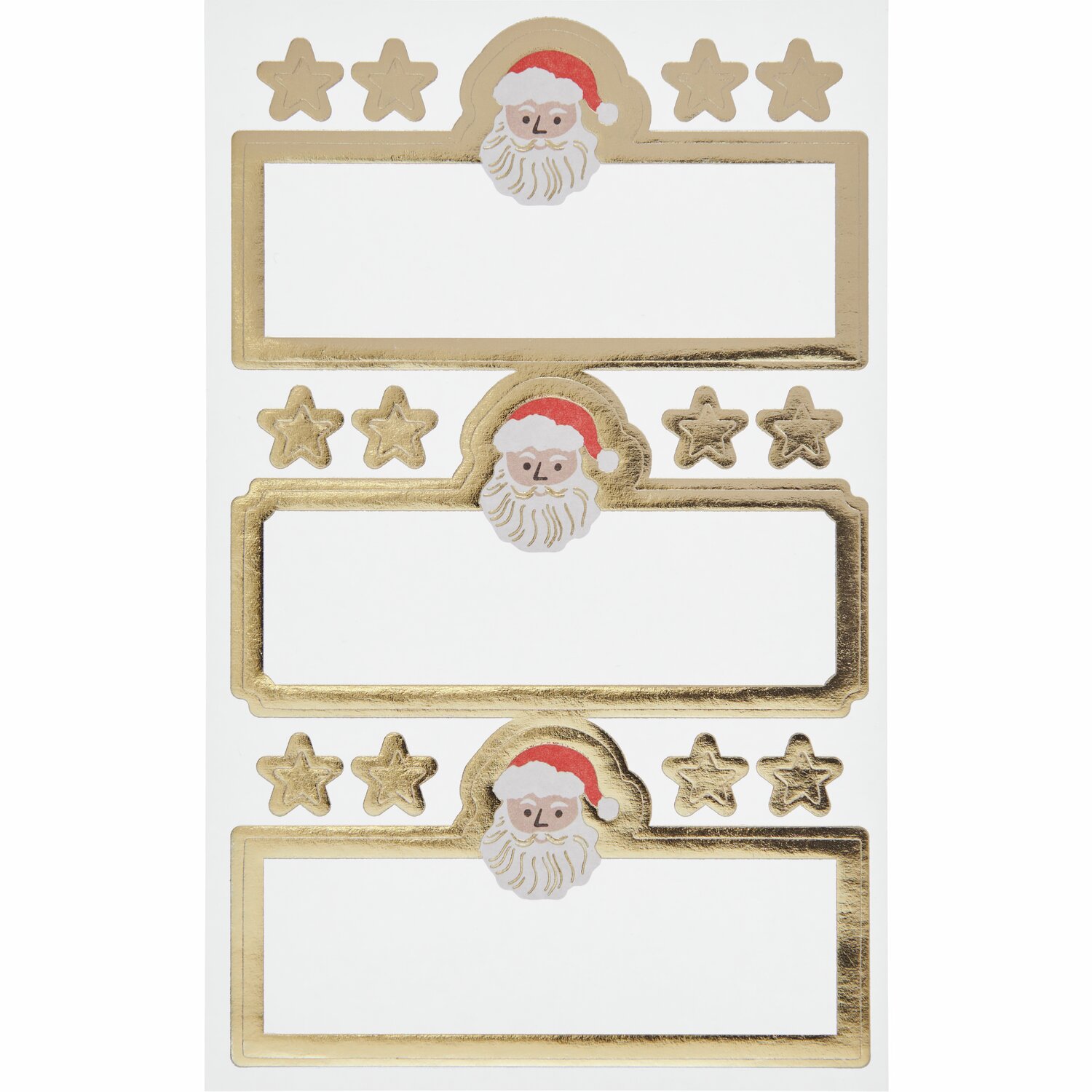 Paper Poetry Papieretiketten Weihnachtsmann 3 Bögen mit goldenen Rahmen und Sternen.
