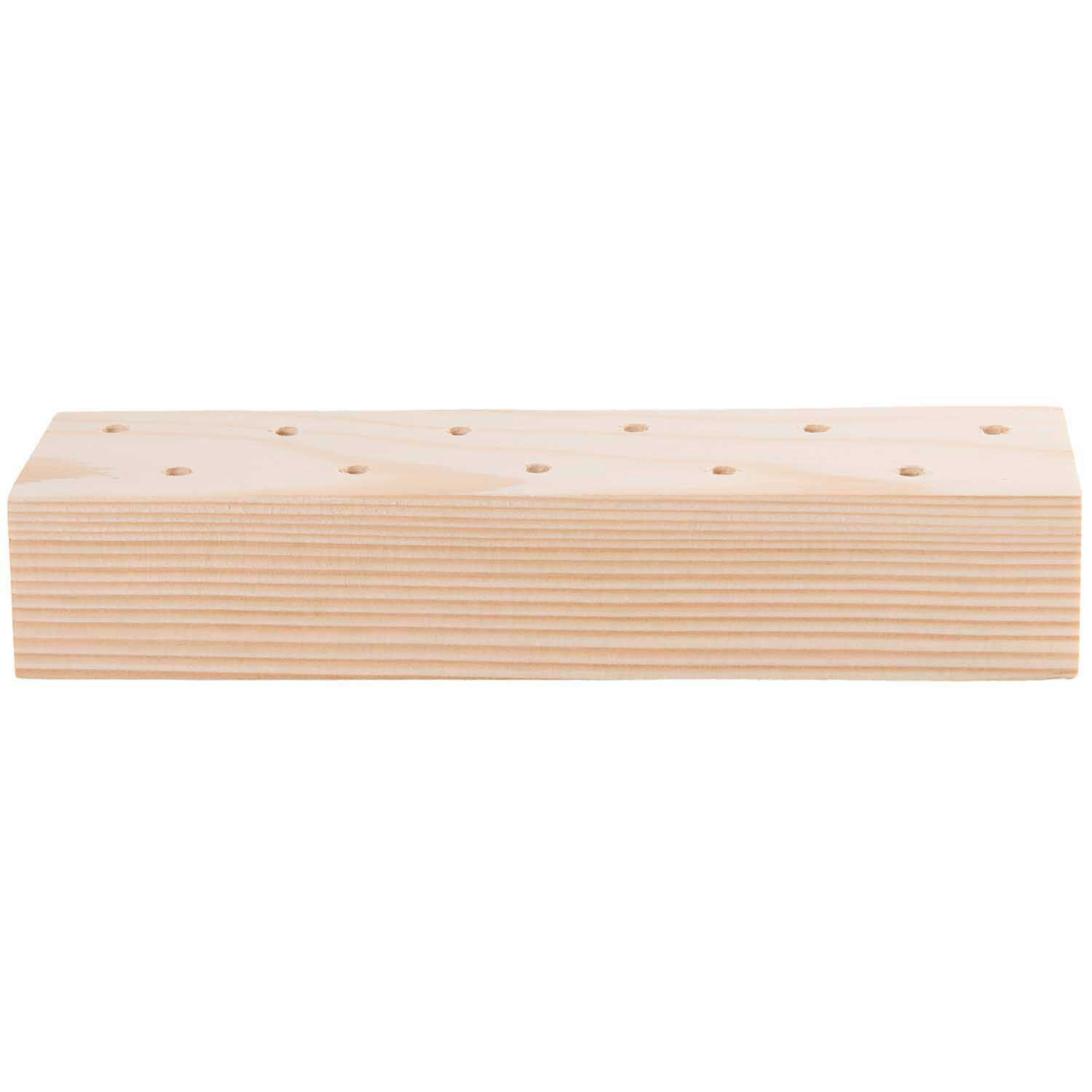 Holzständer für Trockenblumen von Rico Design, rechteckig, naturfarben, mit mehreren Löchern.