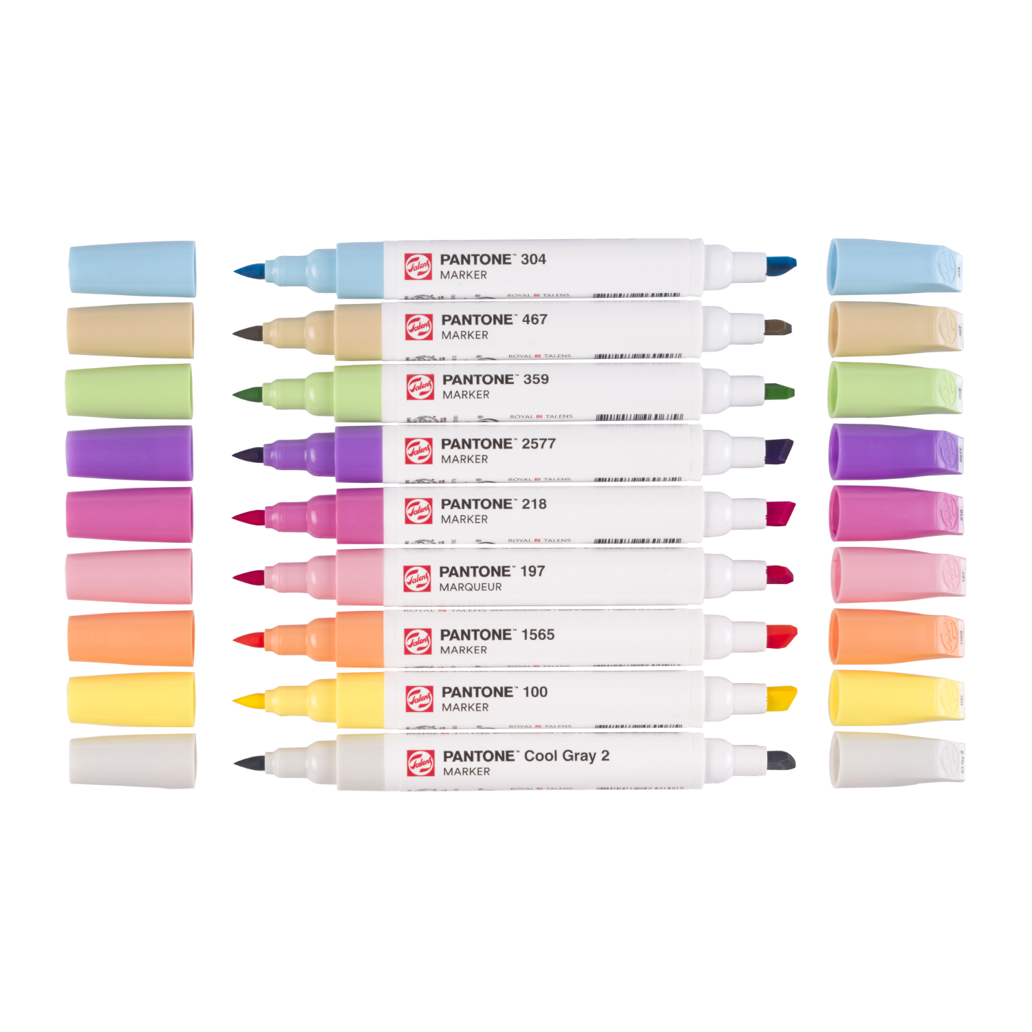 Talens | Pantone Marker Set pastel: Neun Marker in verschiedenen Pastelltönen, ideal für kreative Projekte.