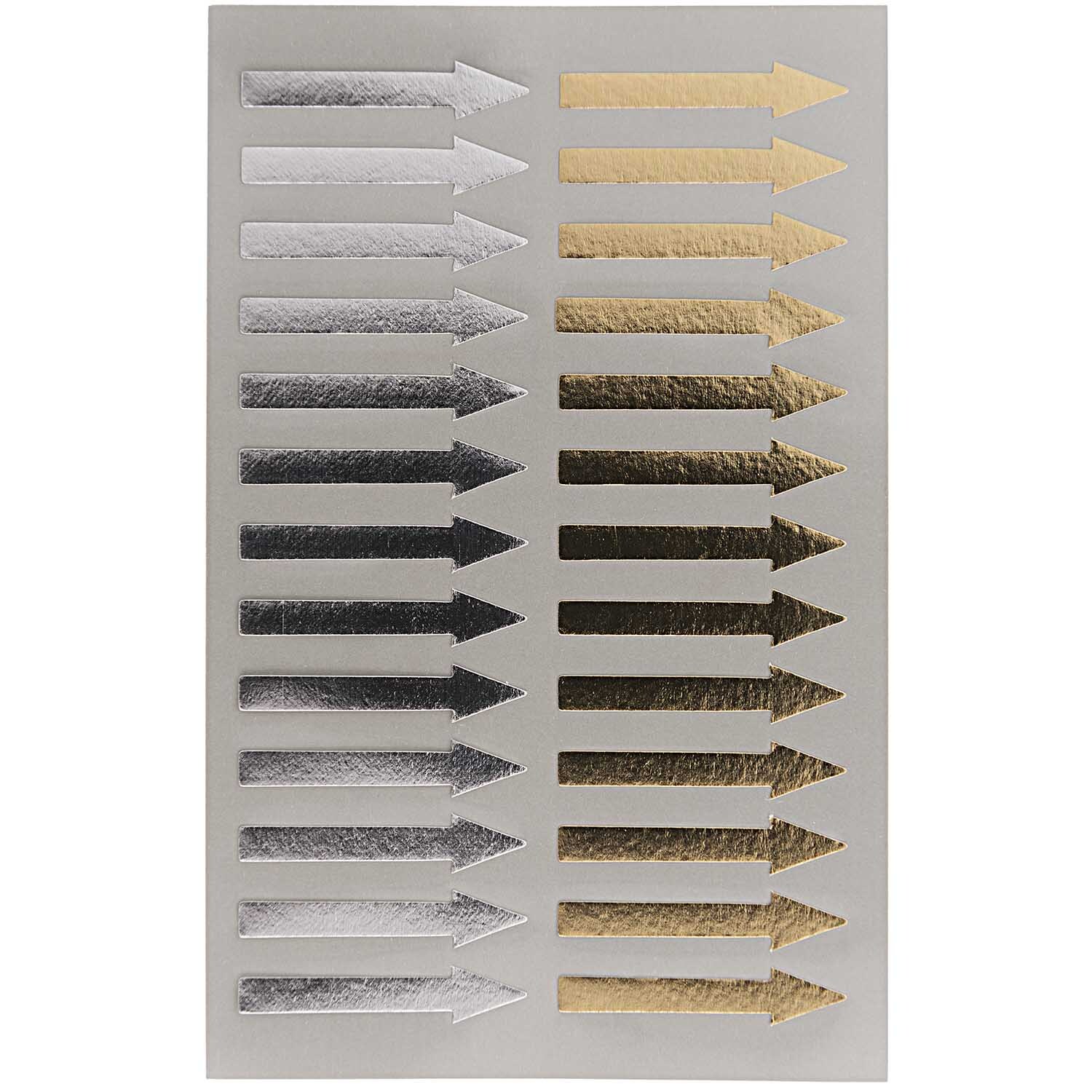 Paper Poetry OfficeSticker Pfeile in Gold und Silber von Rico Design auf vier Bögen. Ideal für kreative Projekte und Büroorganisation.