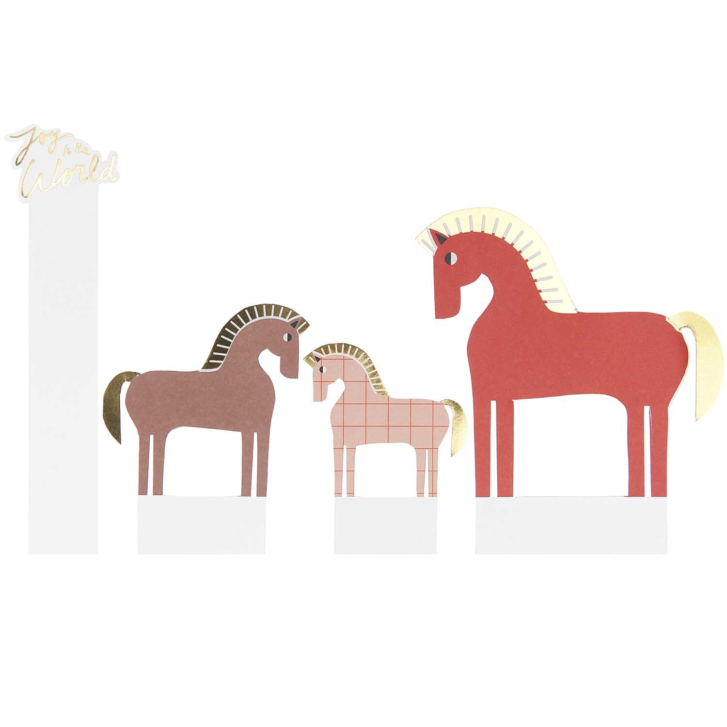 Paper Poetry Kartendeko-Set Pferde zeigt vier bunte Pferdefiguren von Rico Design aus Karton.
