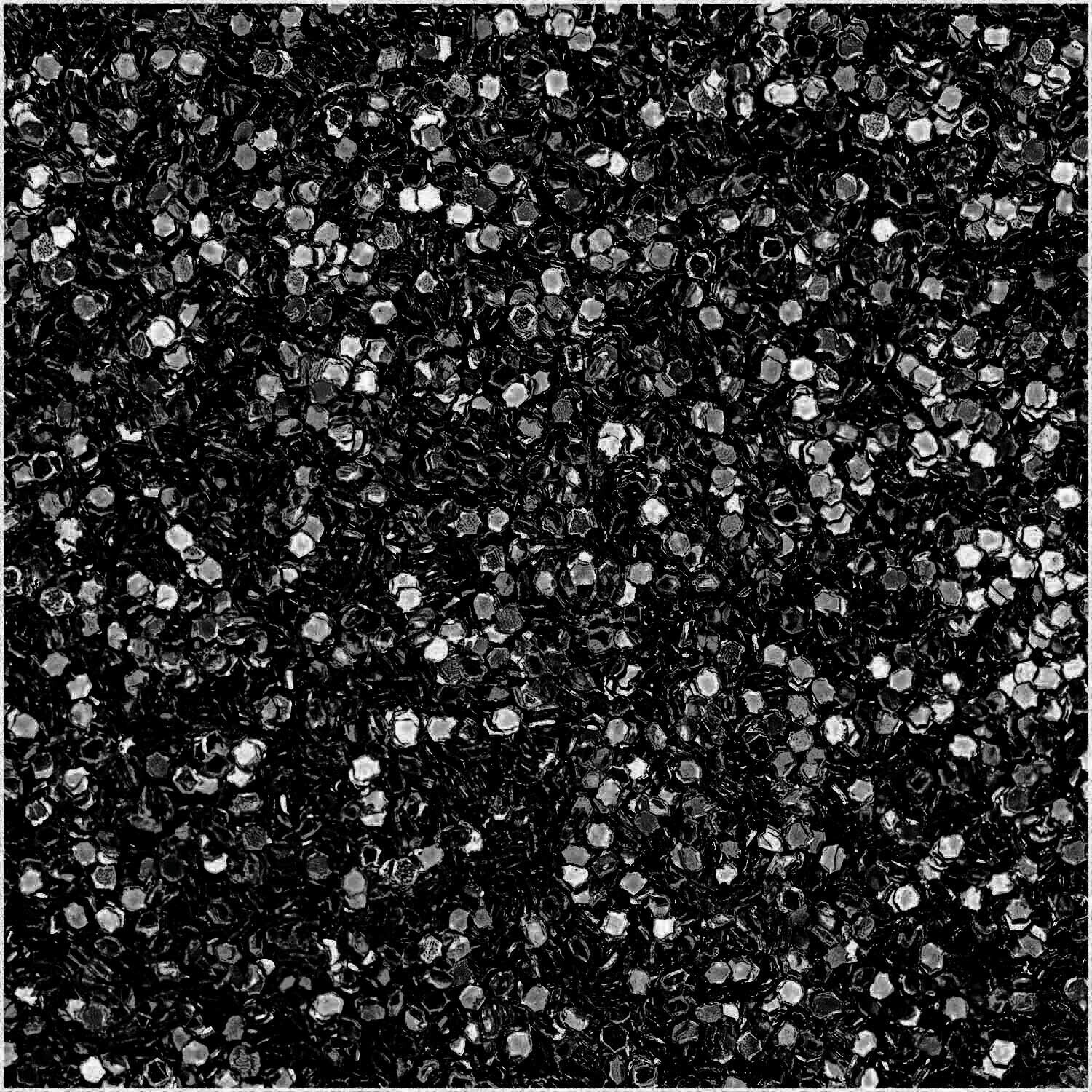 Glitter 6g von Rico Design in Schwarz, Nahaufnahme von funkelnden Glitzerpartikeln. Ideal für kreative Projekte.
