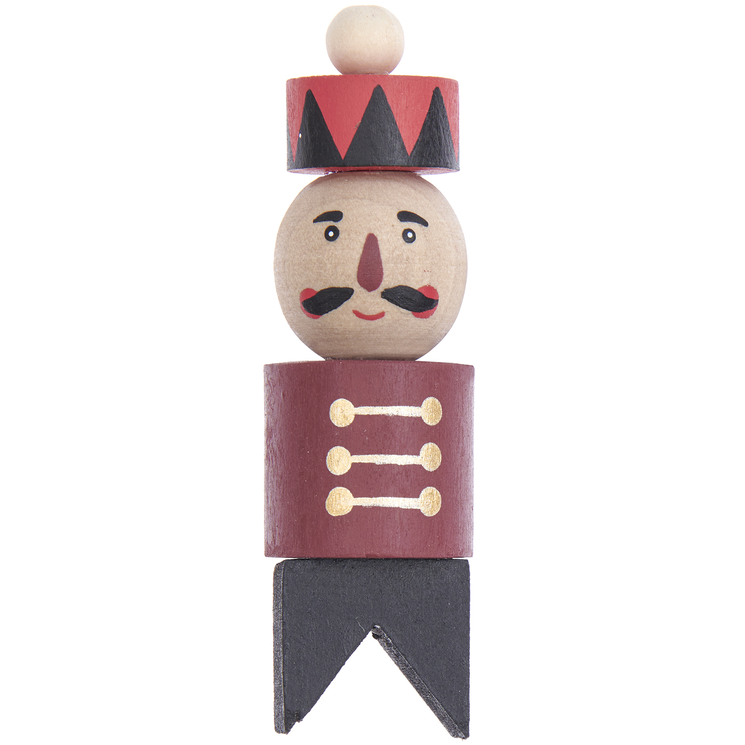 Holzfigur Gardist 8,5x2,5cm von Rico Design: Handbemalte Figur in Rot und Schwarz mit dekorativen Details.