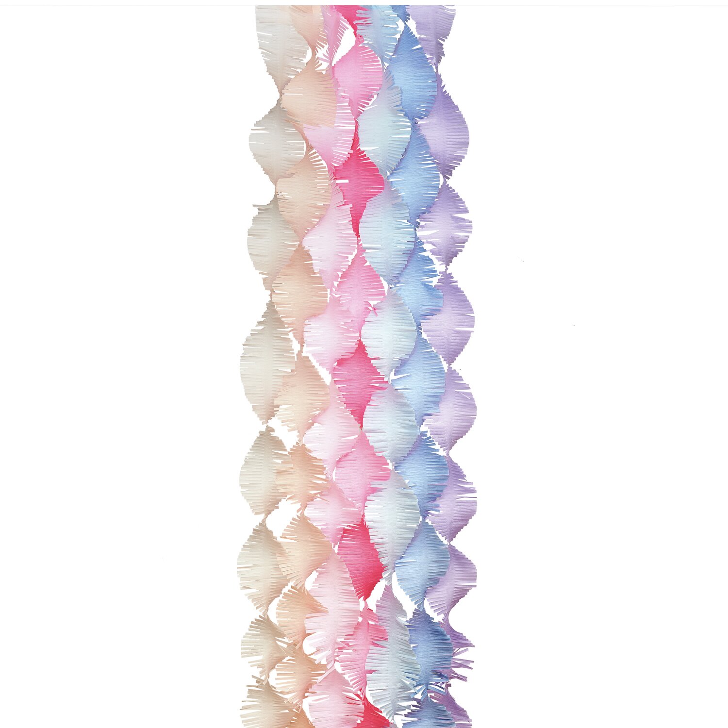 Krepp-Girlande gedreht La Vie en Rose Mix, bunte Pastelltöne, 17,5cmx3m, 7 Stück, ideal für Dekorationen.