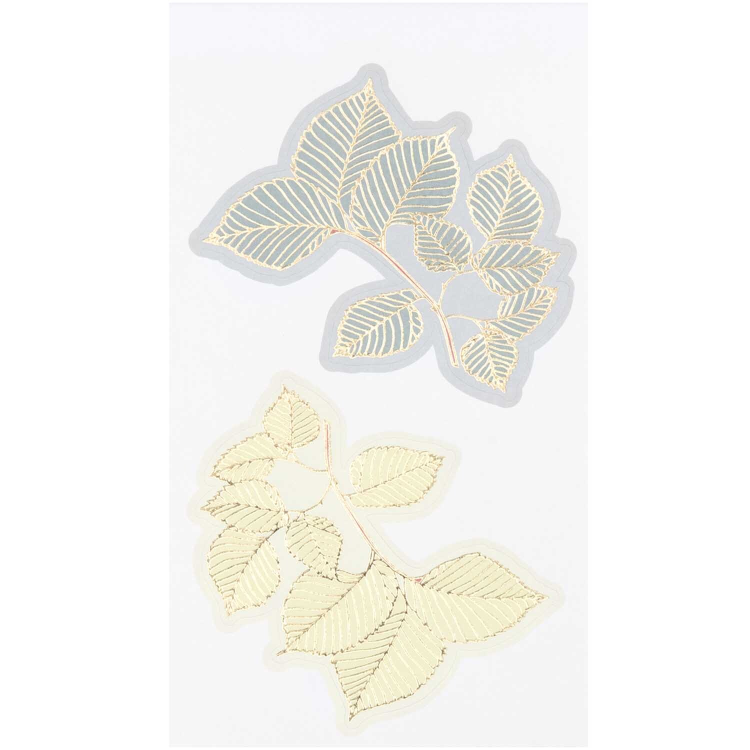 Paper Poetry Sticker Blüten 4 Blatt zeigen filigrane Blätter in Gold auf transparentem Hintergrund. Ideal für kreative Projekte.