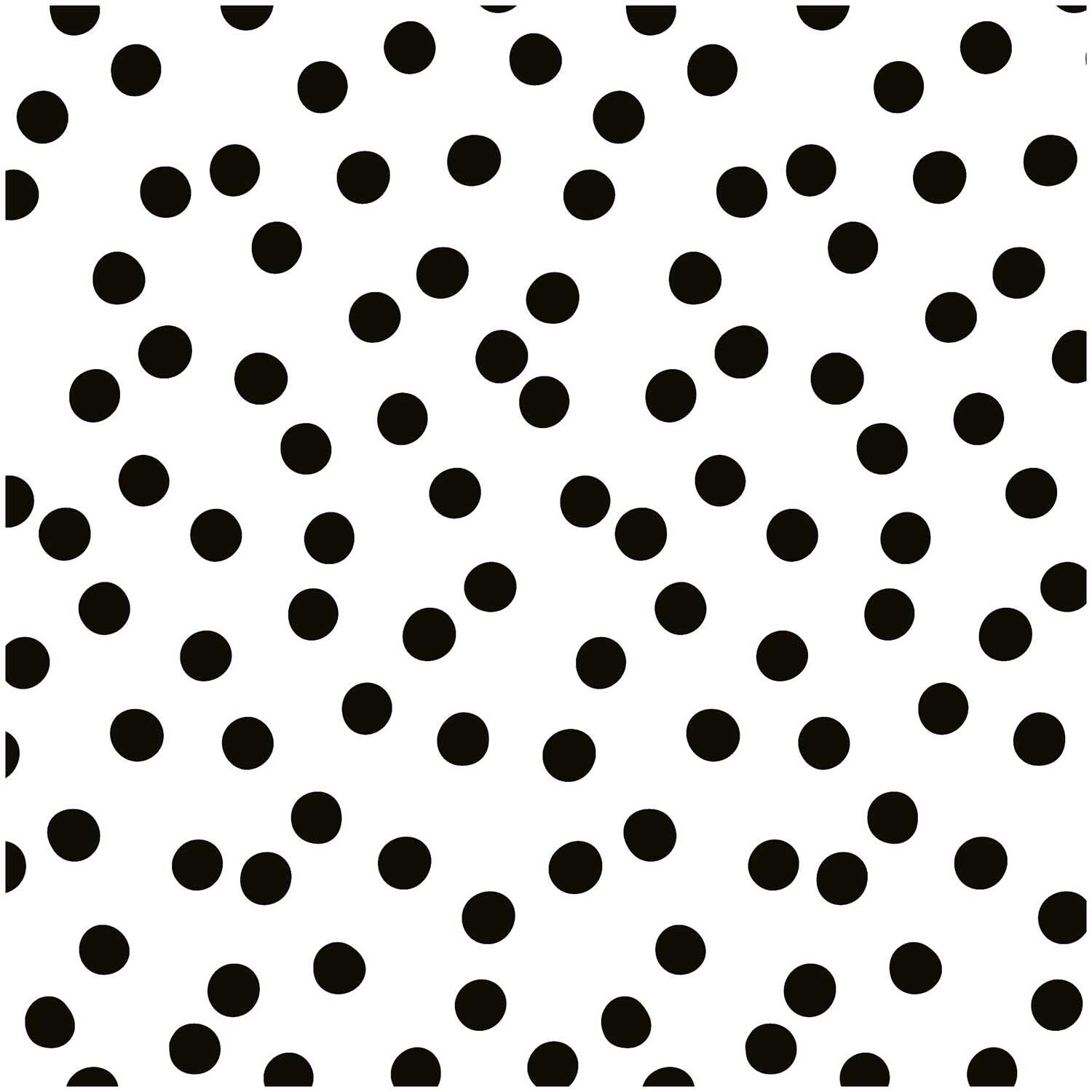 Stoff Punkte groß weiß-schwarz 25x70cm beschichtet von Rico Design zeigt ein Muster aus großen schwarzen Punkten auf weißem Hintergrund.