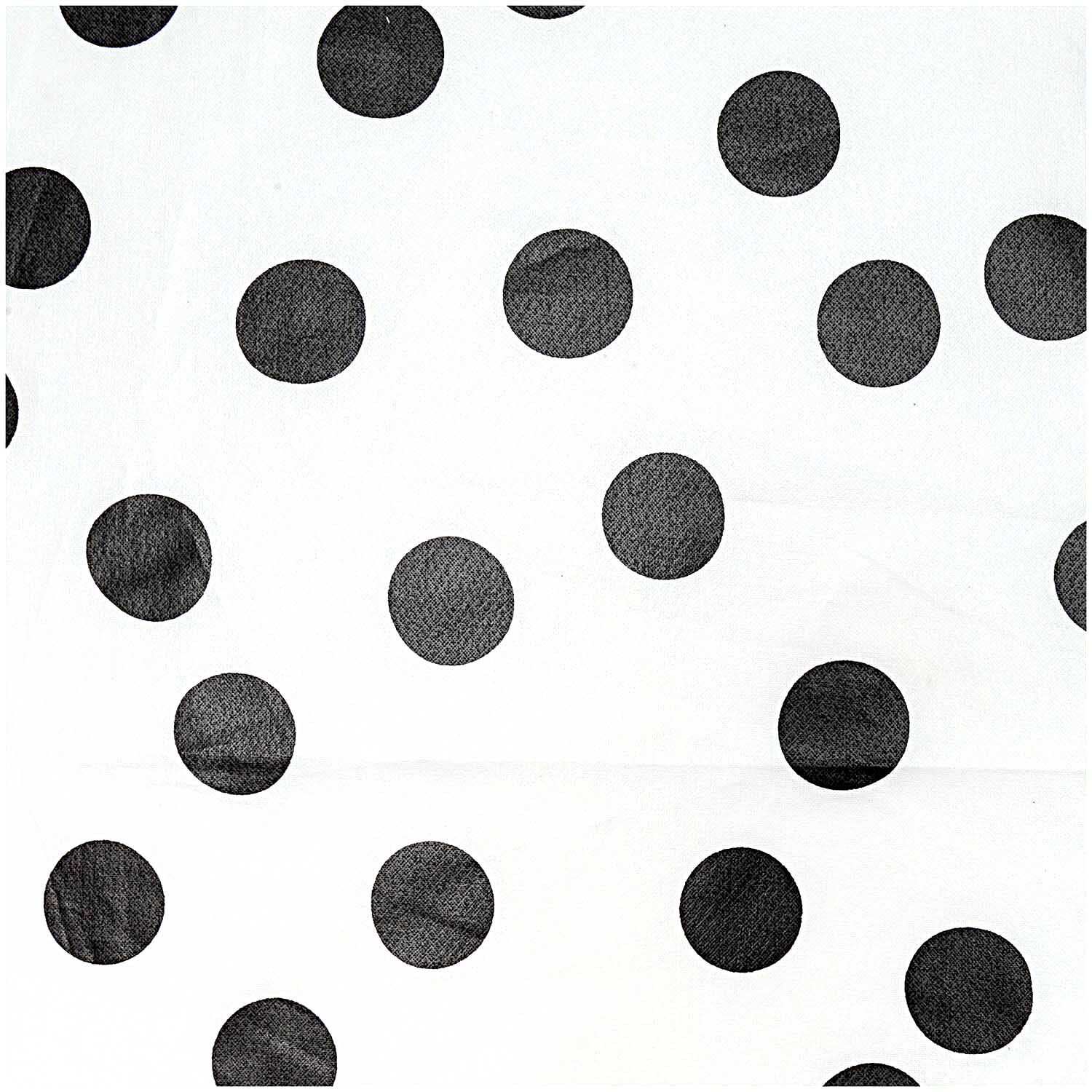 Stoff Punkte groß weiß-schwarz 25x70cm beschichtet von Rico Design zeigt große schwarze Punkte auf weißem Hintergrund. Ideal für kreative Projekte.