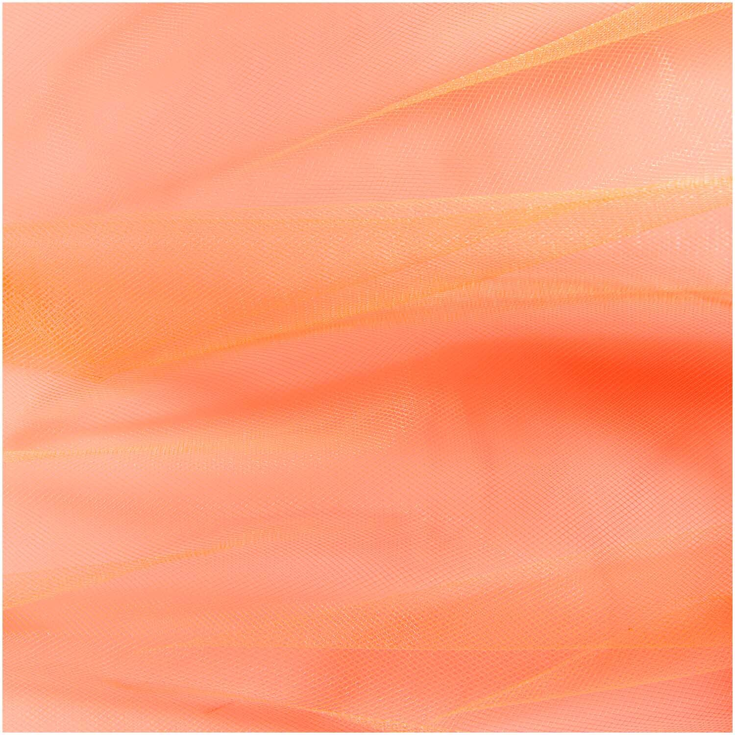 Tüll 50cm 5m von Rico Design in leuchtendem Neon-Orange, ideal für kreative Bastelprojekte.