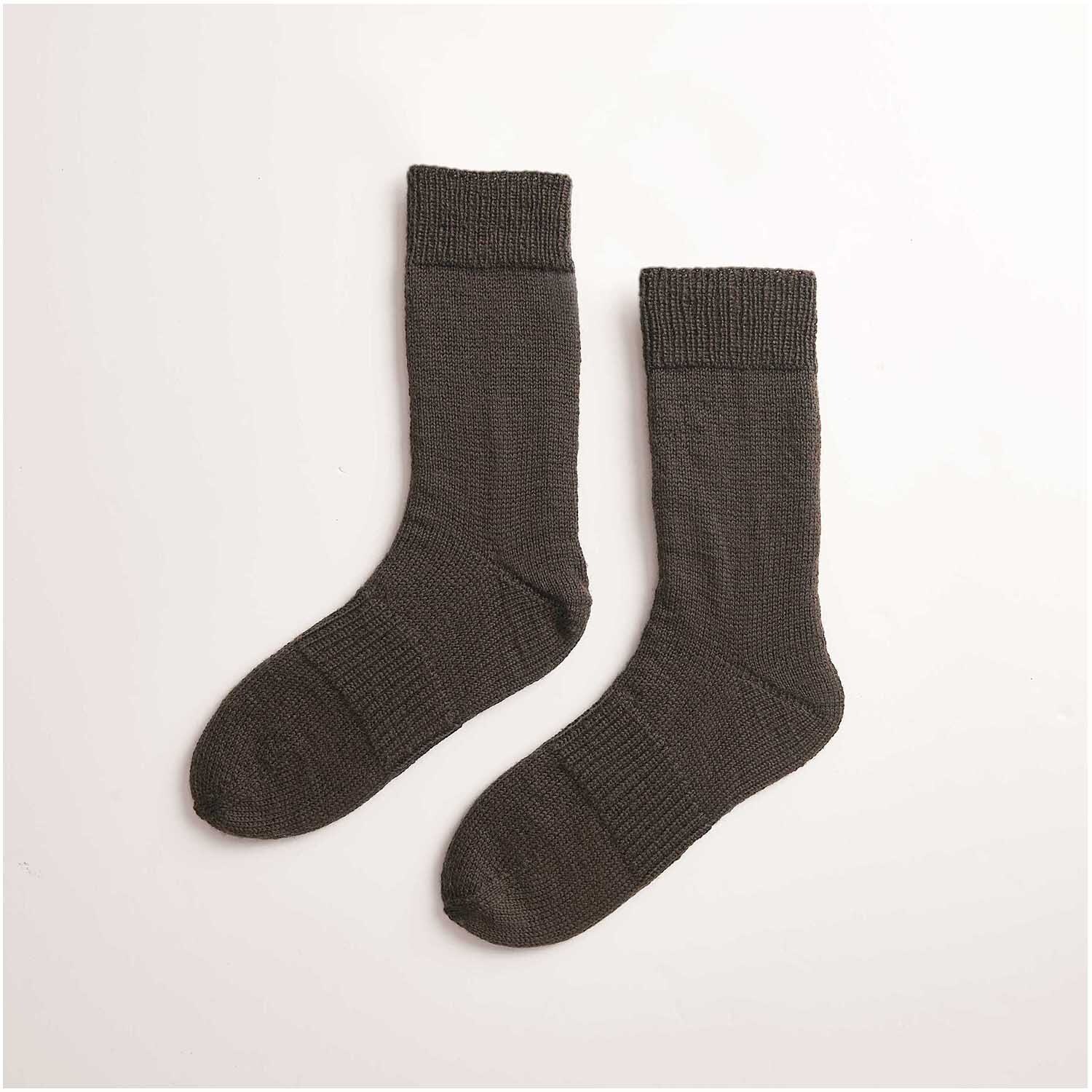 Strickset Socken Modell 19 aus Luxury Knits Winter Special Schokolade, warme braune Socken.