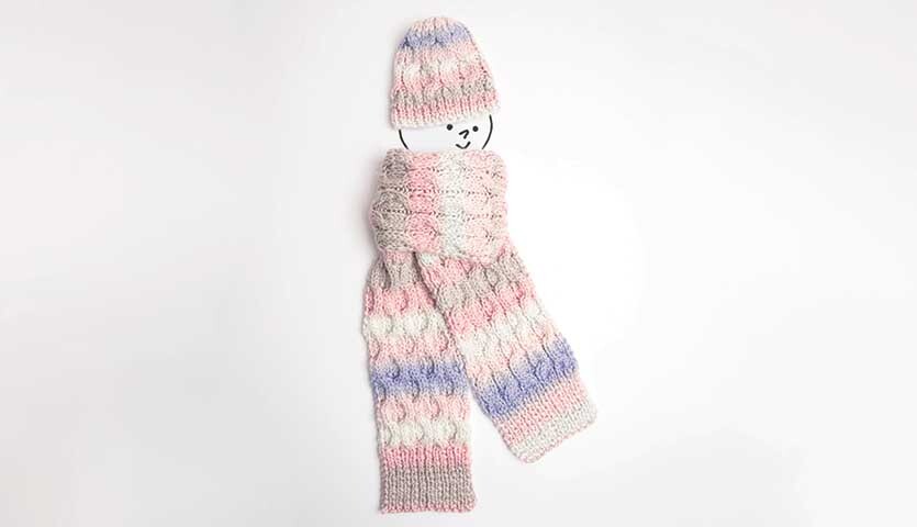 Strickanleitung Zopfmütze und Zopfschal aus Creative Glühwürmchen Print von idee. Creativmarkt 