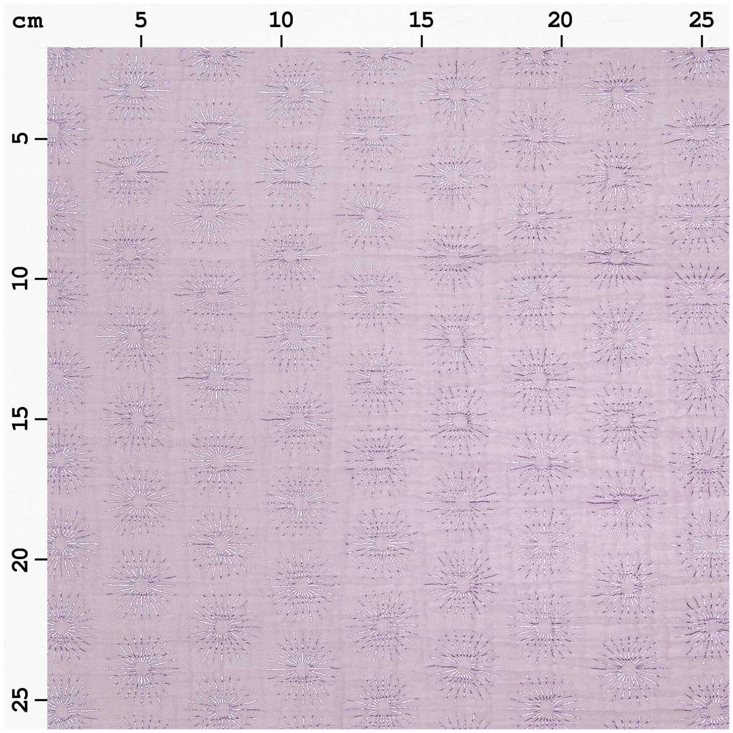Stoffabschnitt Krinkelmusselin Rosette flieder 50x130cm Hot Foil von Rico Design