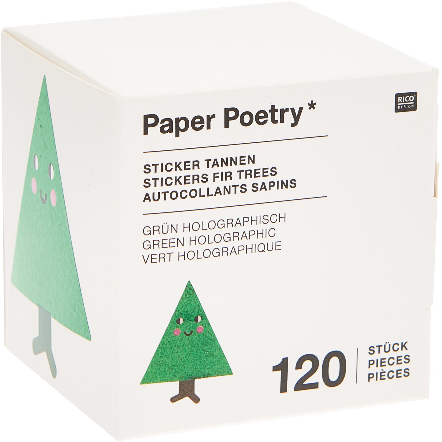 Paper Poetry Sticker Tannen 5x6cm 120 Stück auf der Rolle Hot Foil von Rico Design