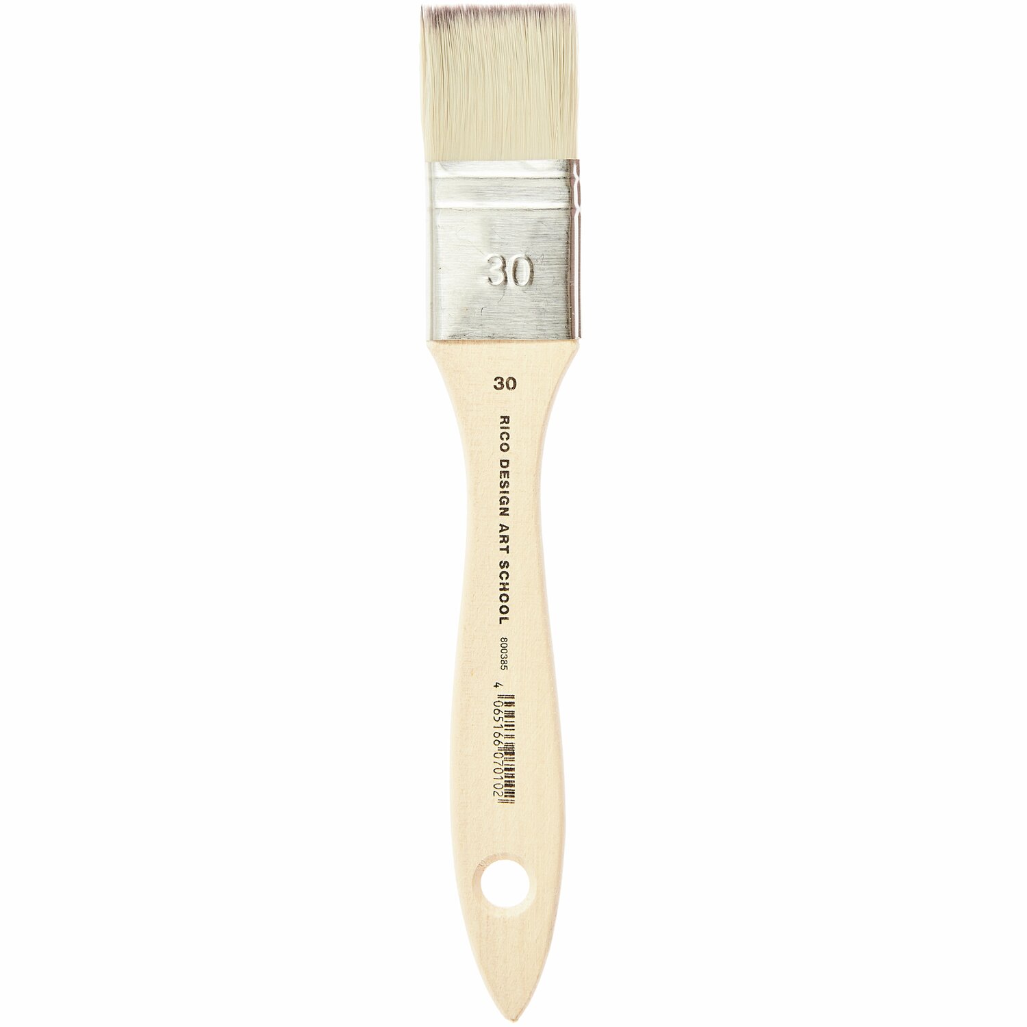 Pinsel Art School Synthetic breit mit hellem Holzgriff und breiten, weißen Borsten von Rico Design. Ideal für präzises Malen.