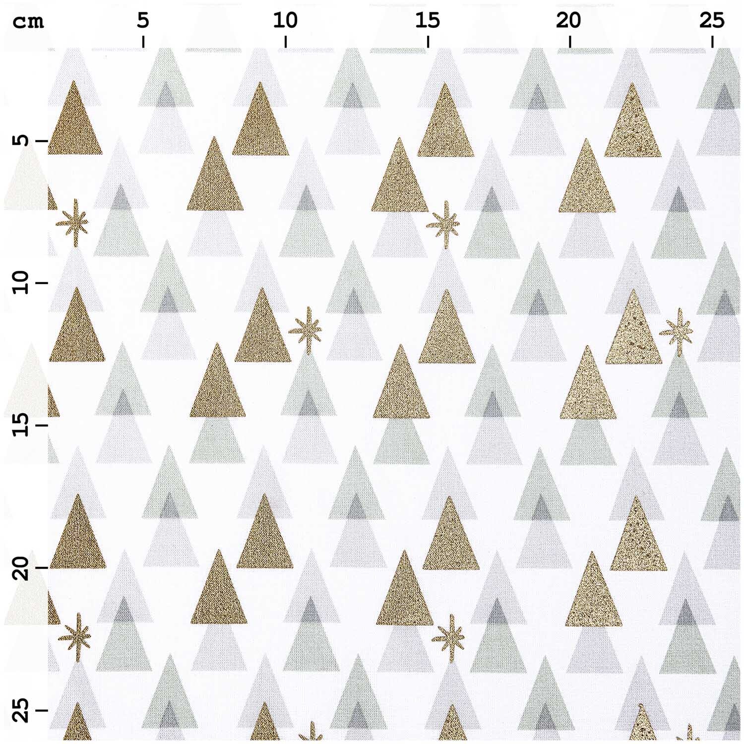 Druckstoff grafische Tanne 50x140cm mit weiß-goldenem Muster von Rico Design, ideal für kreative Projekte.