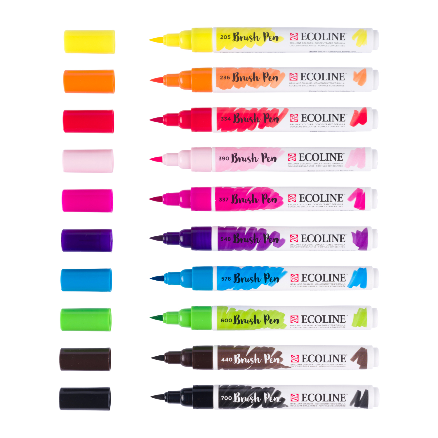 Ecoline Brush Pen Set Helltöne, 10 Stück, in verschiedenen Farben, ideal für kreative Projekte.