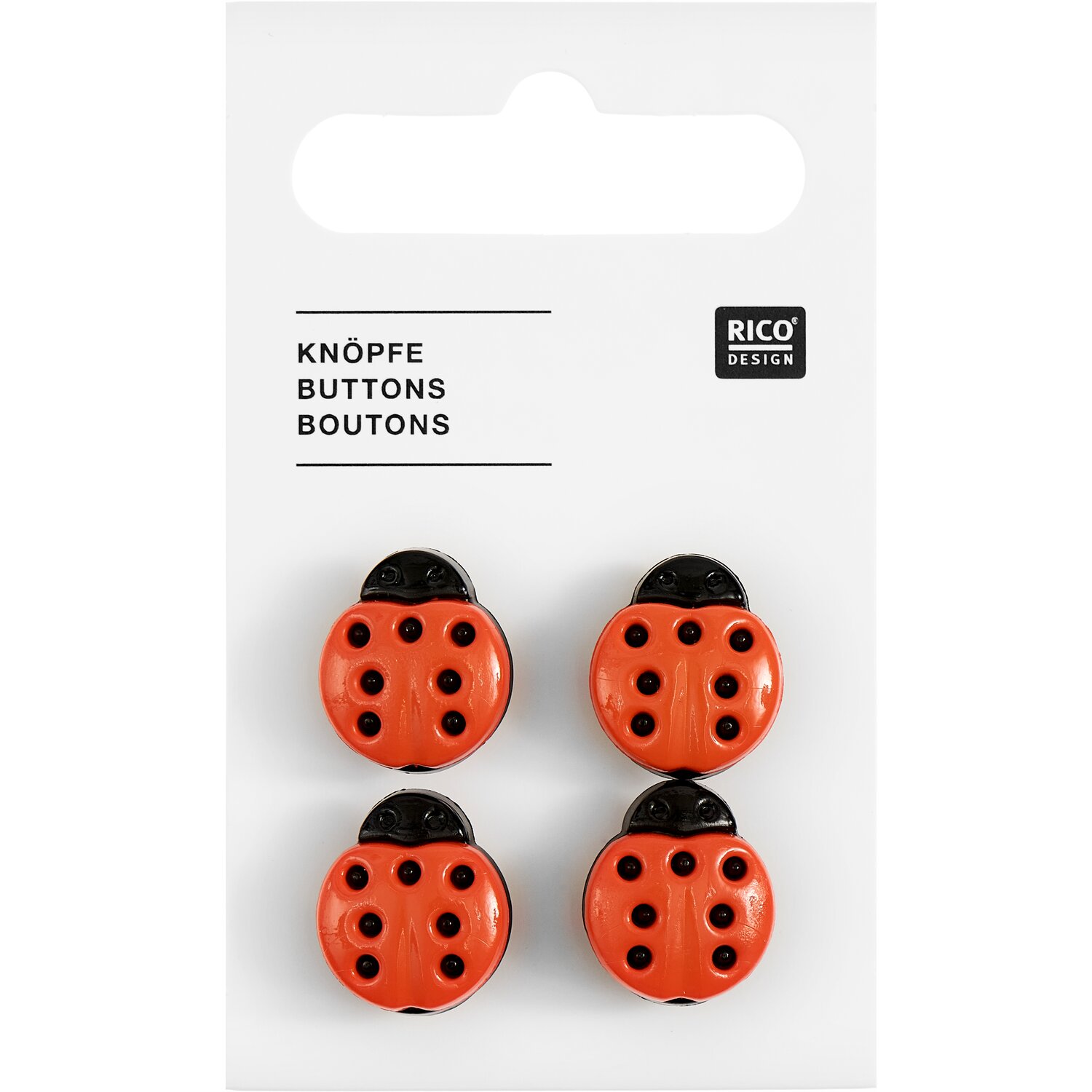 Knöpfe Marienkäfer Rot 1,3x1,5cm 4 Stück von Rico Design