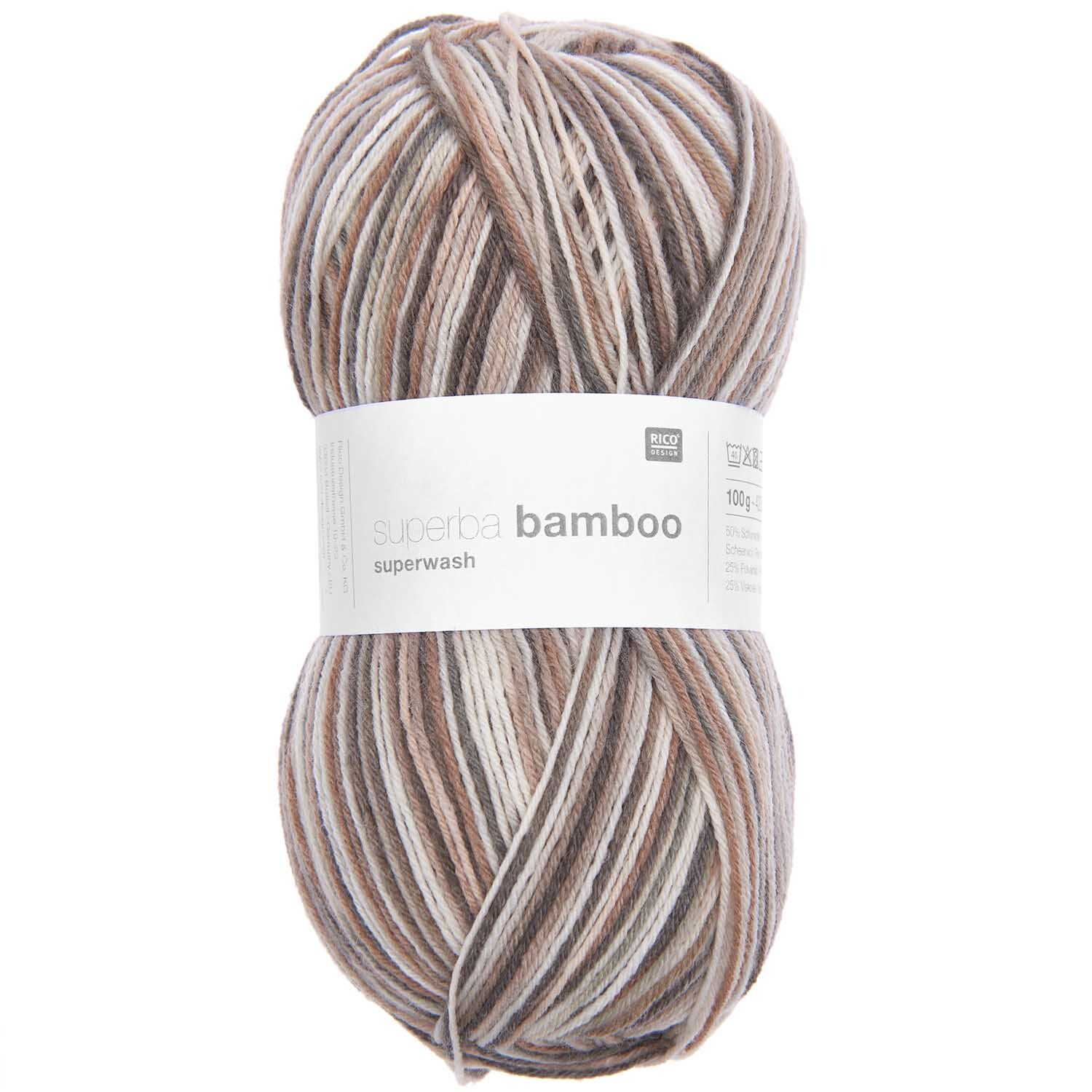 Superba Bamboo superwash: Weiches Garn in Staub Mix von Rico Design, ideal für Strickprojekte.