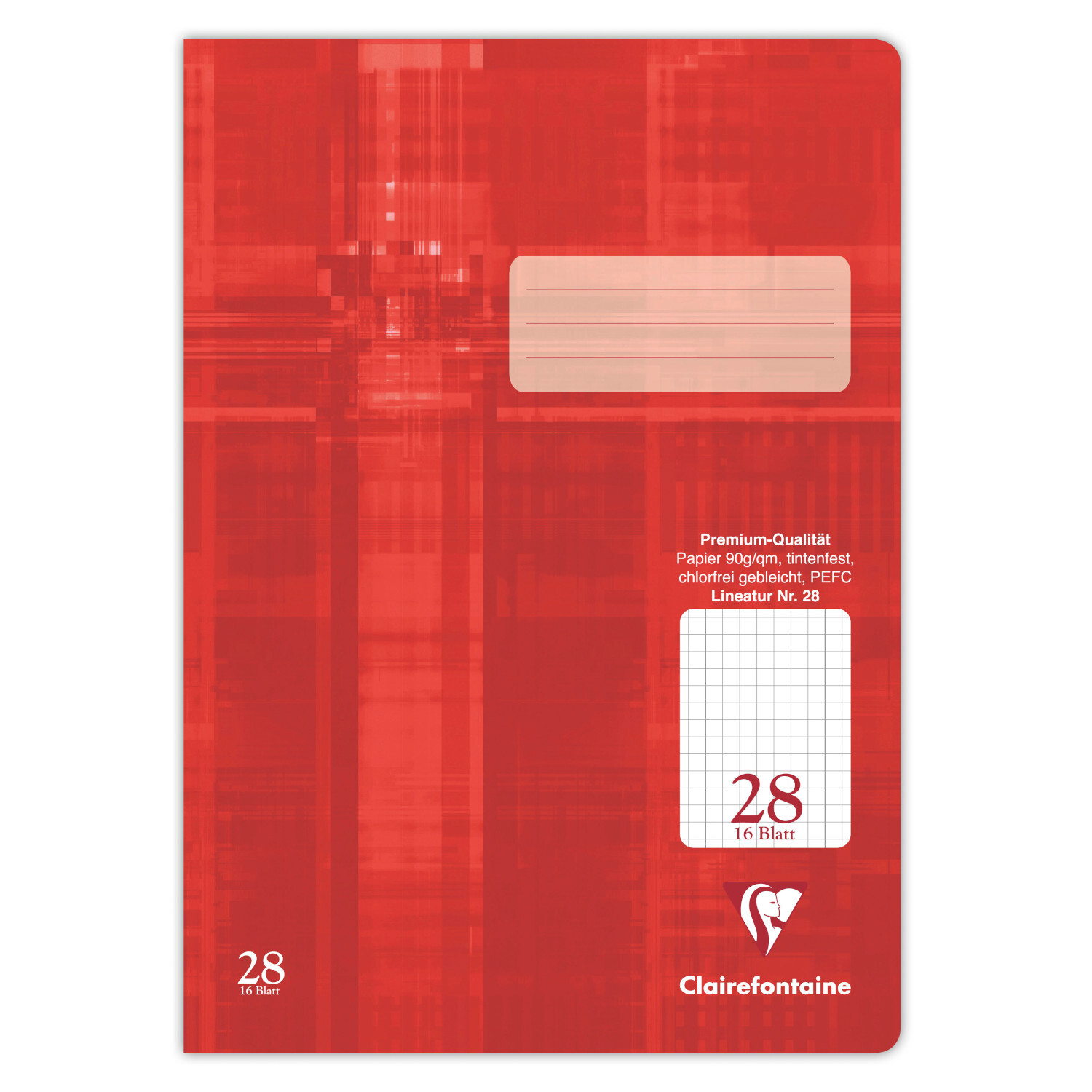 Schulheft Rot A4 kariert mit Rand, 16 Blatt, von Clairefontaine. Hochwertiges Papier, 90g/m².