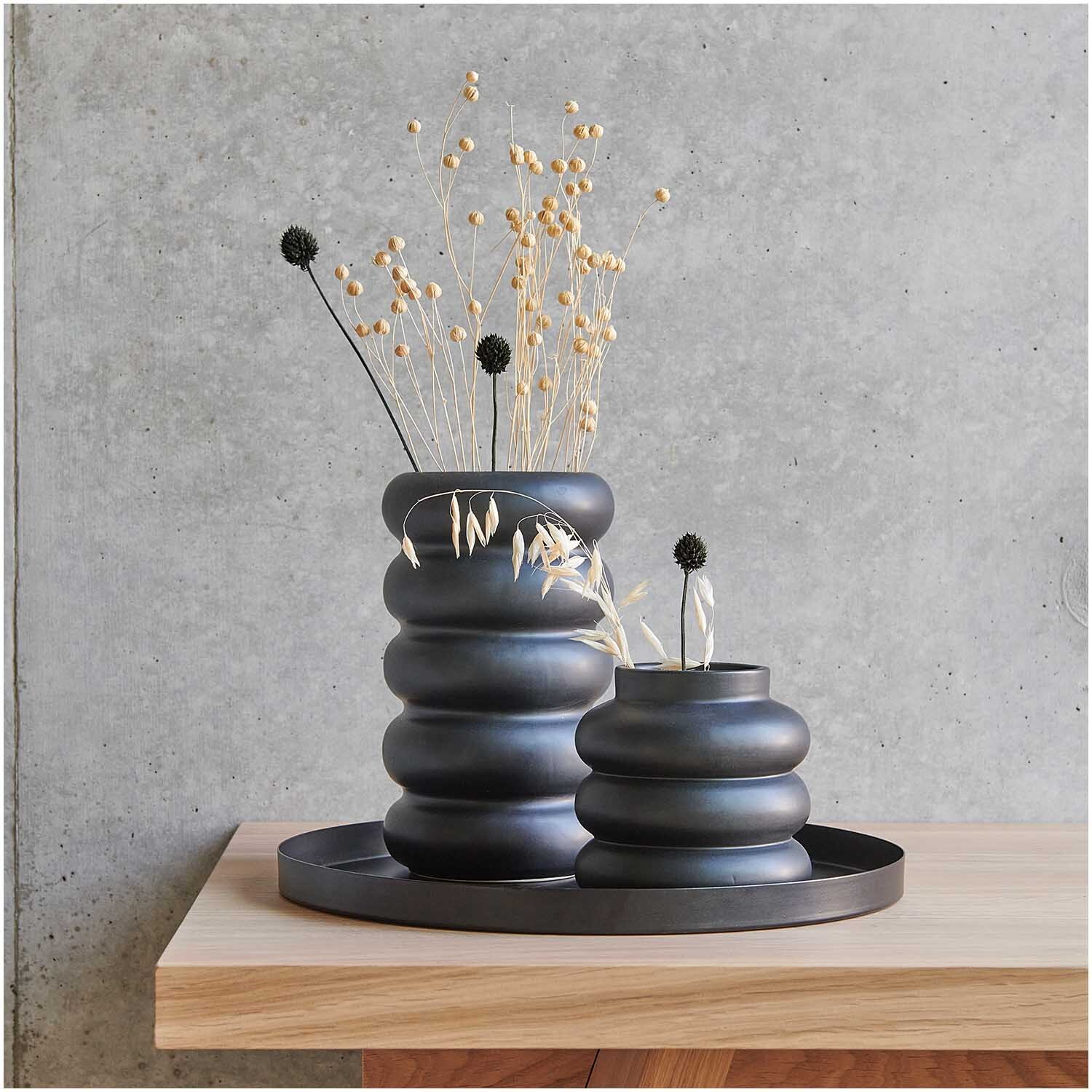 Keramik Vase schwarz Größe 11,7x11,7x20,4cm von Rico Design