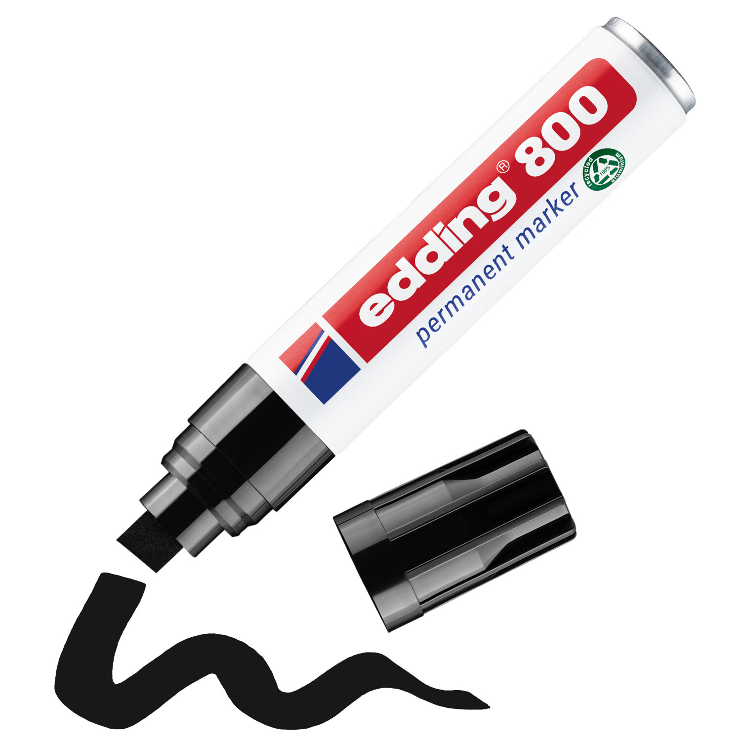 edding 800 Permanentmarker mit 4-12mm Spitze, schwarze Tinte, ideal für dauerhafte Markierungen.