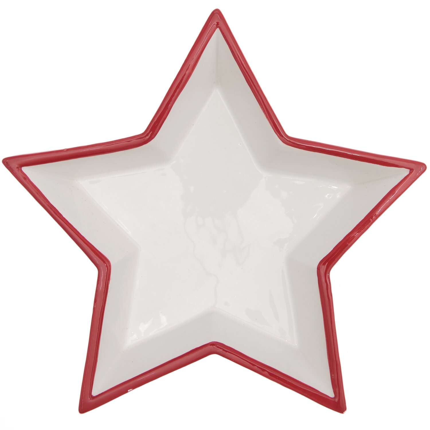 Porzellanteller Stern weiß-rot 19,5x19,5x3,5cm von Rico Design, ideal für festliche Dekorationen.