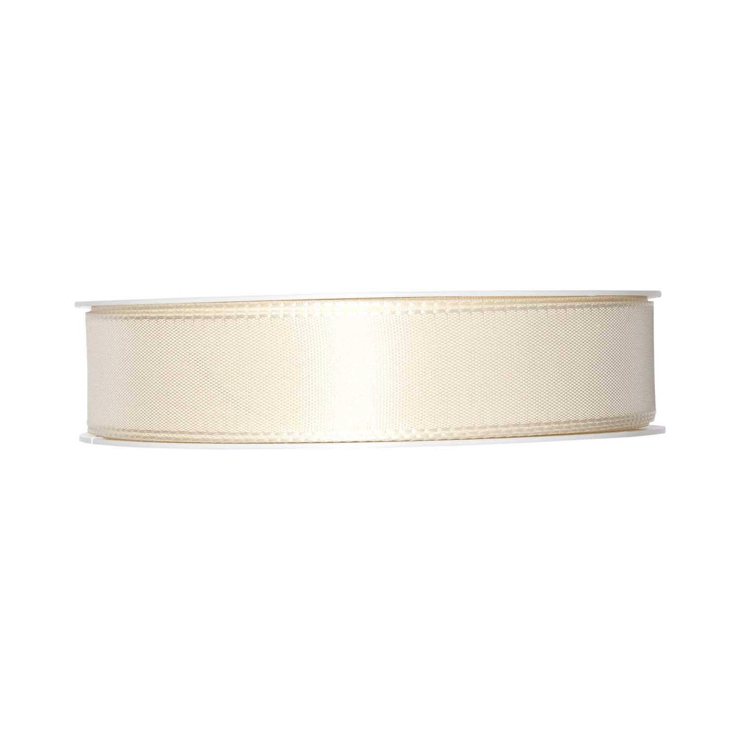 Taftband 25mm 5m in Champagner von Halbach, aufgerollt, ideal für Dekorationen und Bastelprojekte.