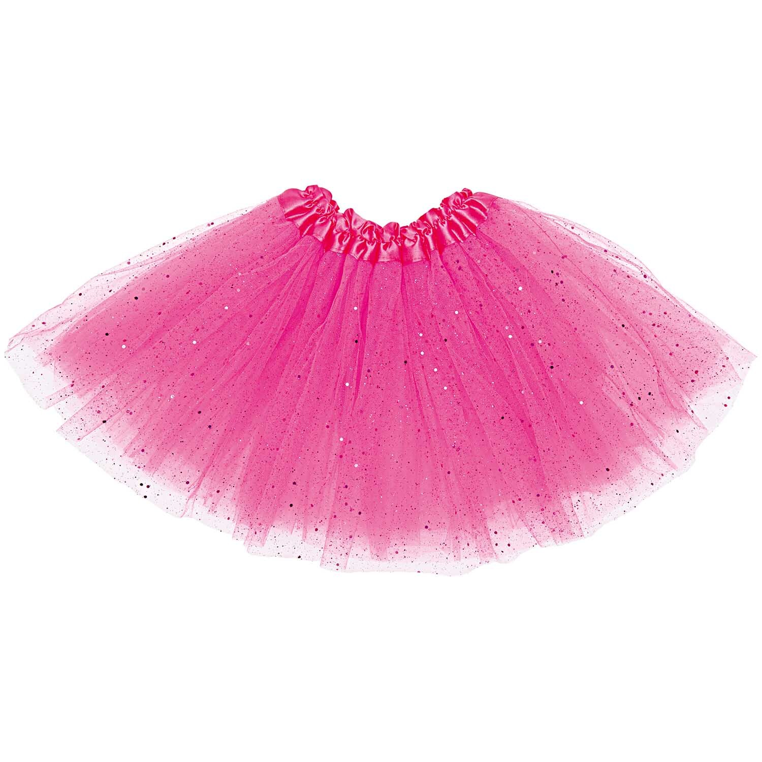 Tutu mit Glitzer Größe 92/116 von Rico Design in leuchtendem Pink, ideal für Kinderballett.