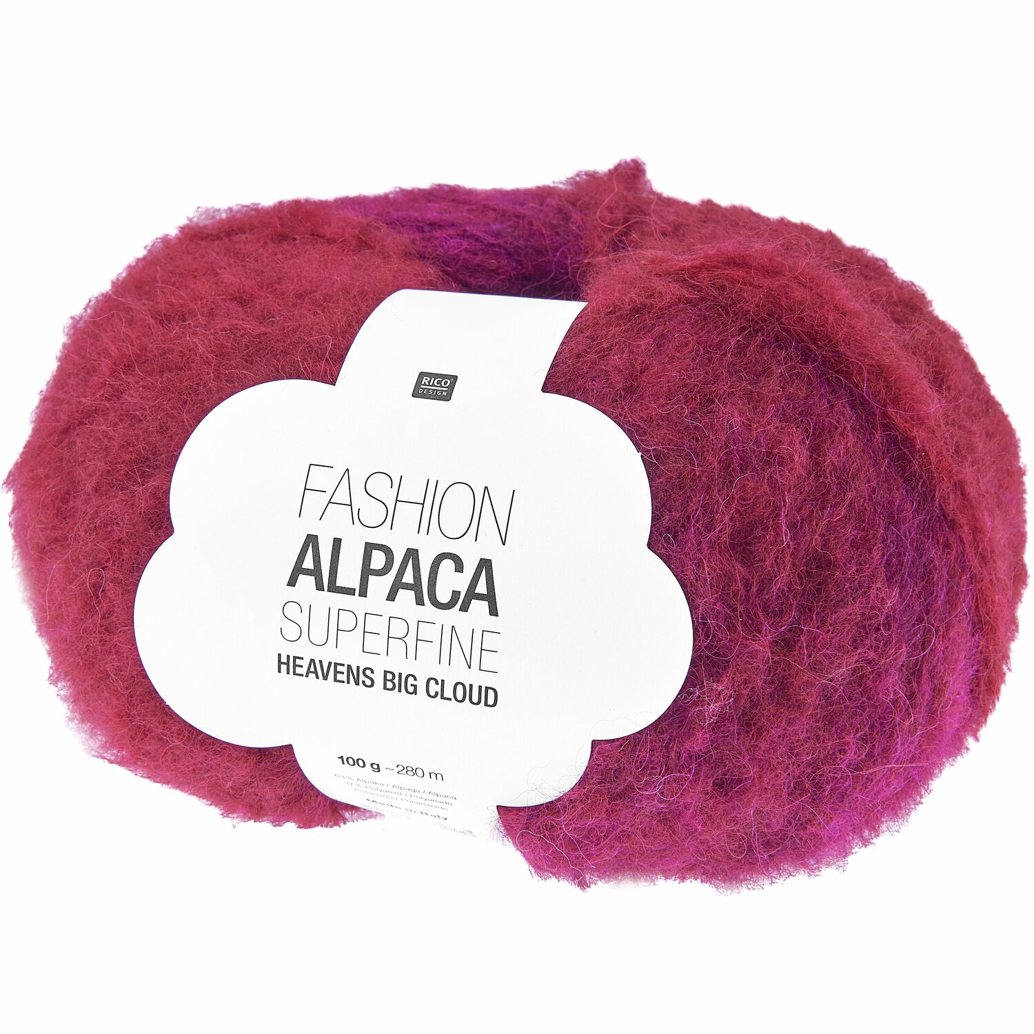 Fashion Alpaca Superfine Heavens Big Cloud Wolle in Rot, 100g, 280m, ideal für Strickprojekte.